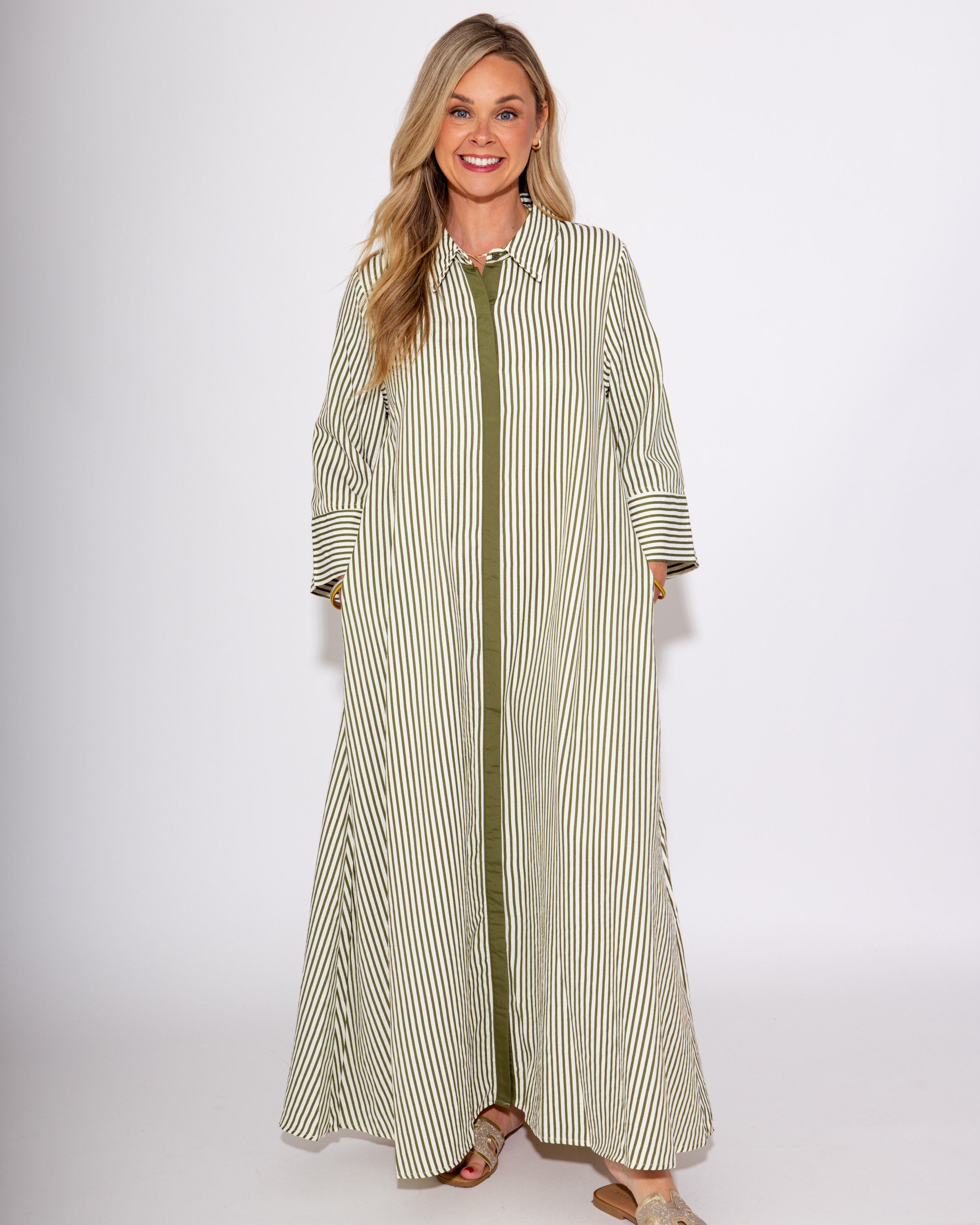 Olive Stripe Everyday Midi