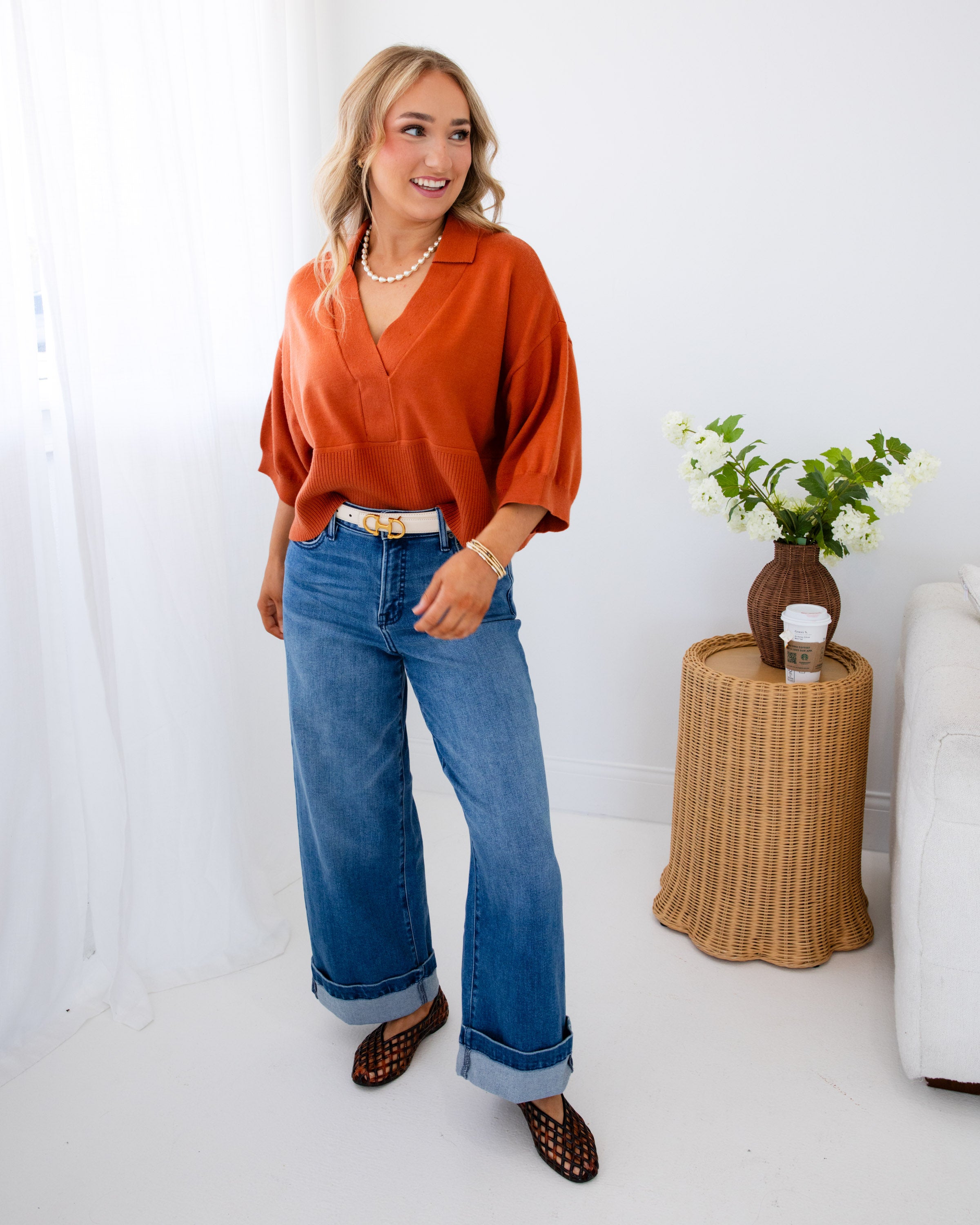 Hidden | Cuffed Wide Leg Jeans