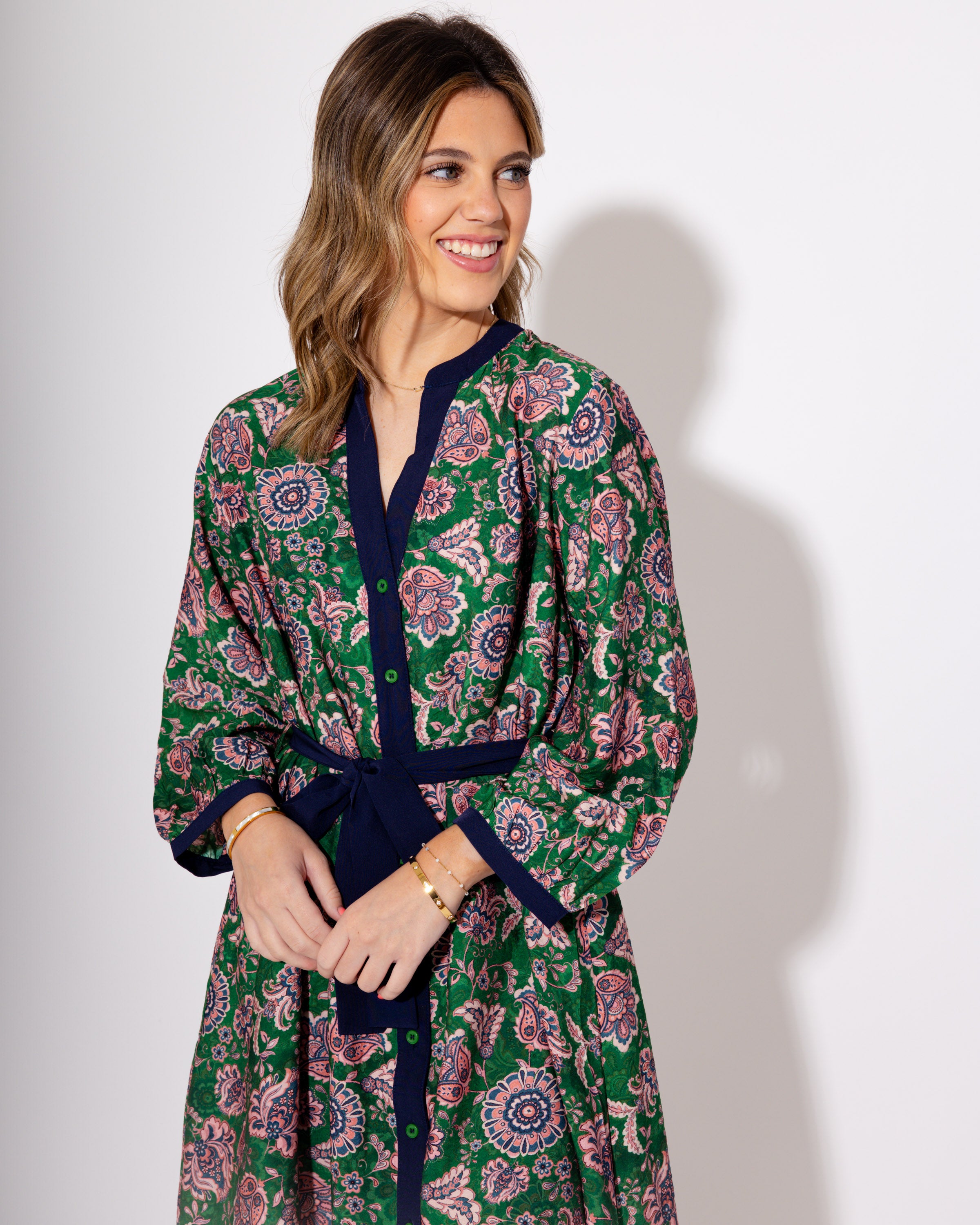 Belted Paisley Mini Dress