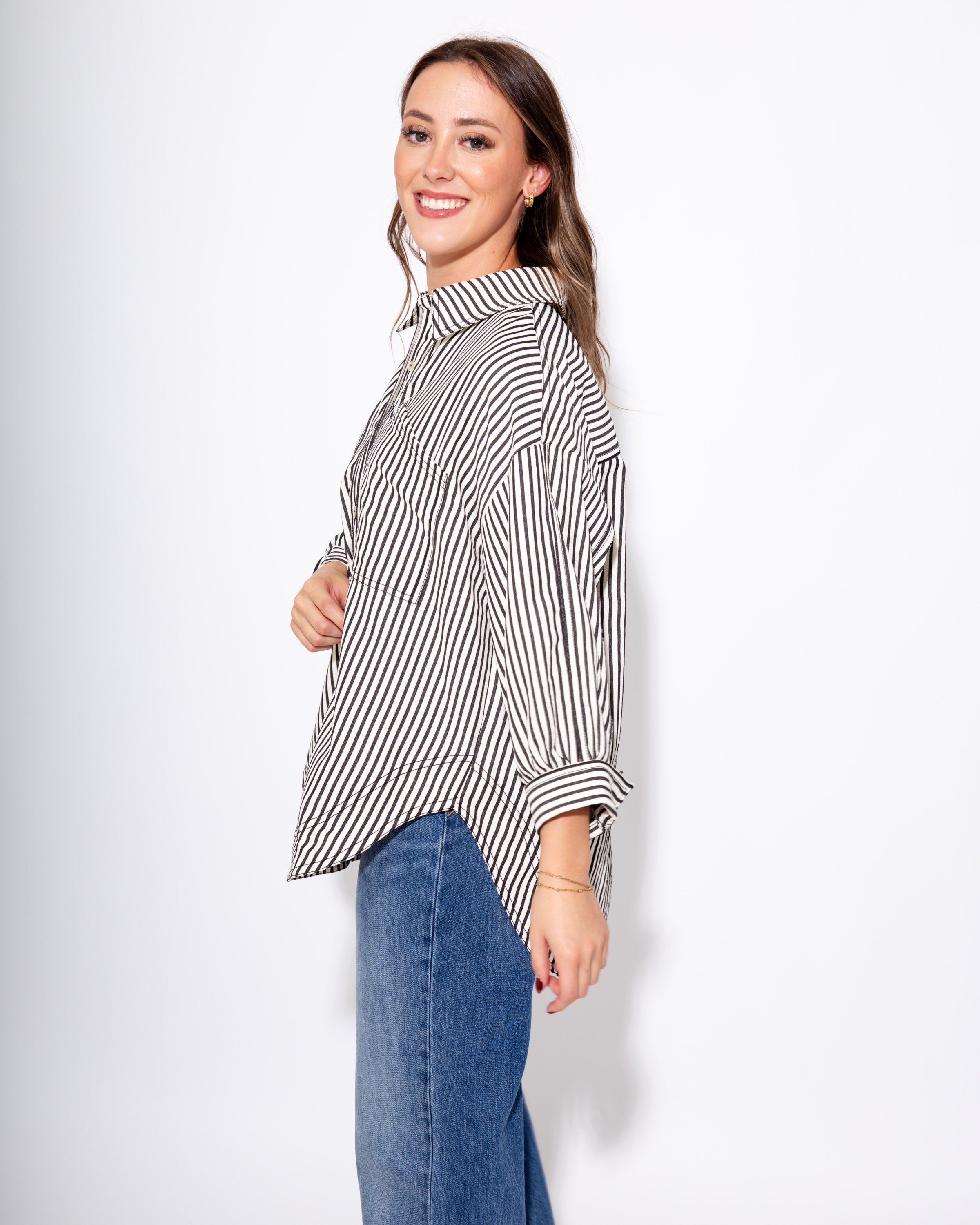 Cuffed & Classic Button Up in Black