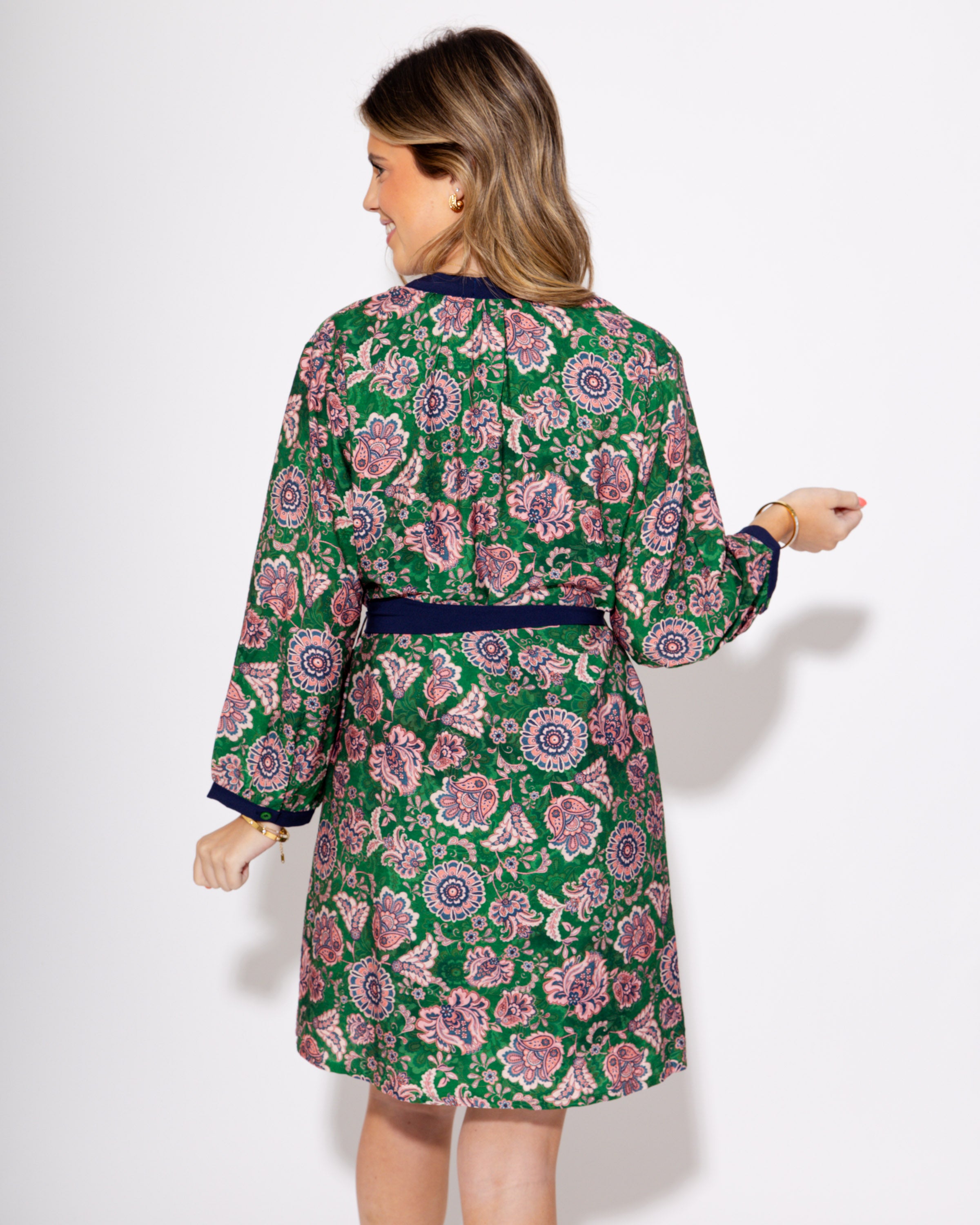 Belted Paisley Mini Dress