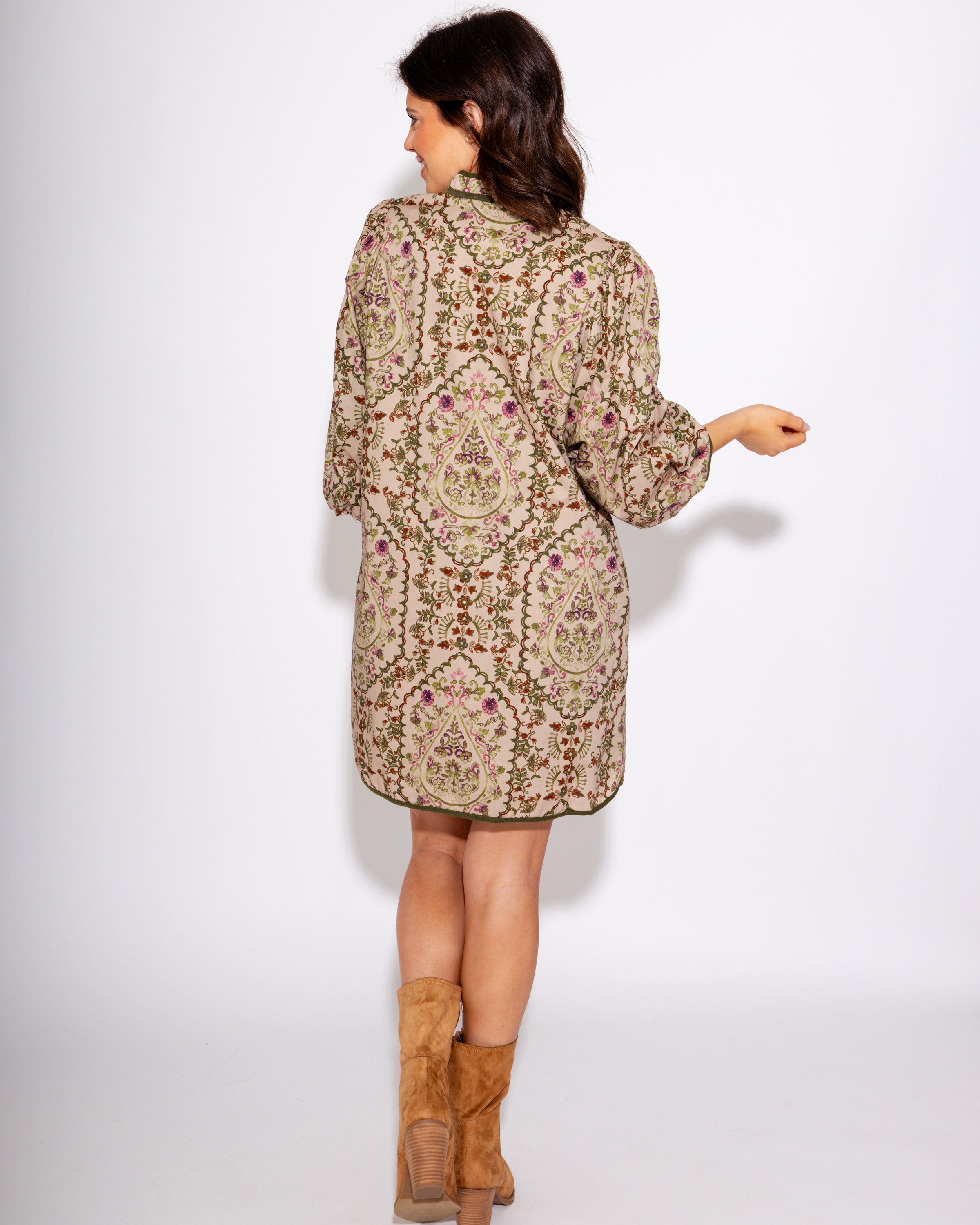 Floral Contrast Zip Mini Dress