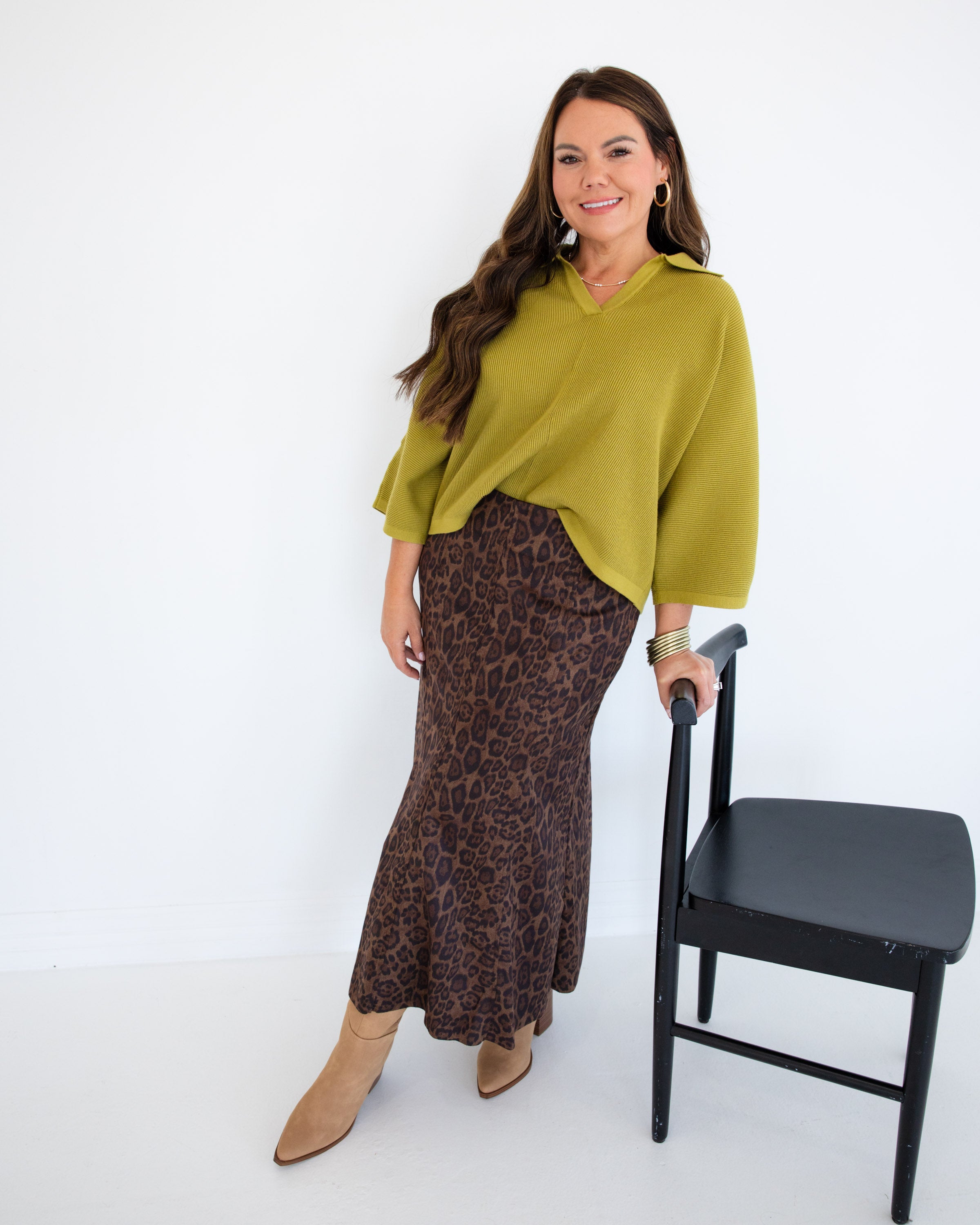 Easy Elegance Knit Top in Olive