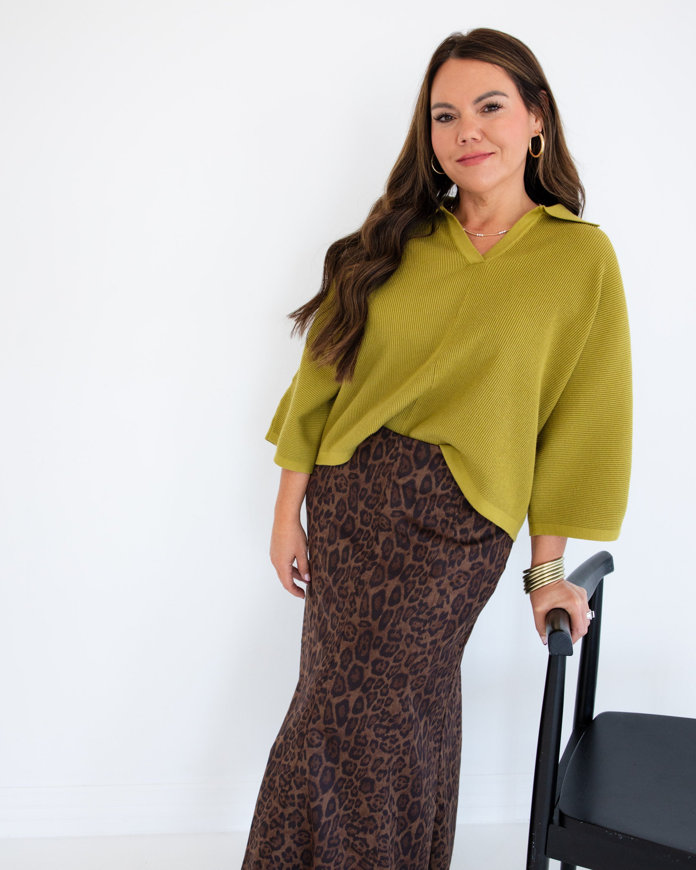 Easy Elegance Knit Top in Olive