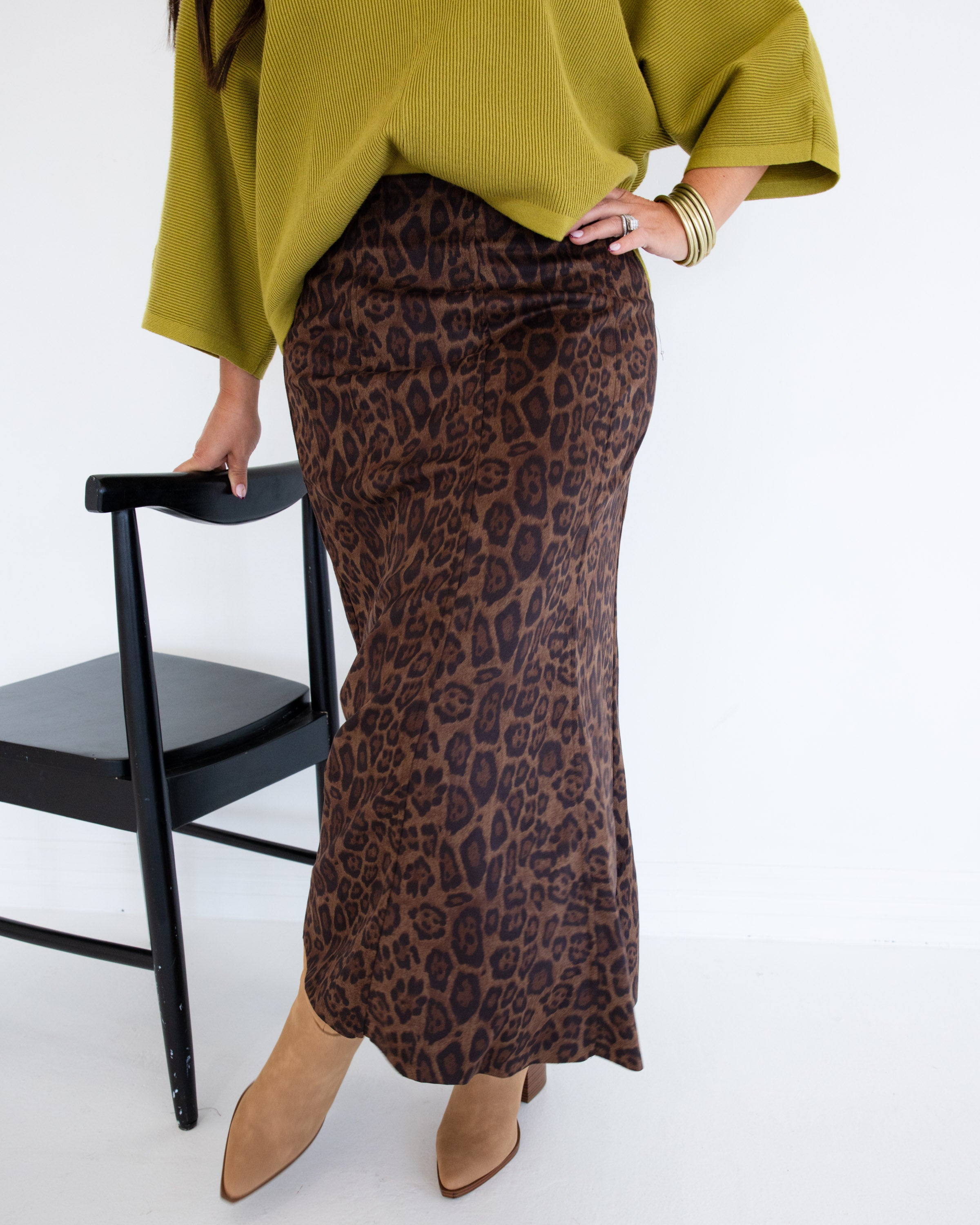 THML | Timeless Flowy Leopard Maxi Skirt
