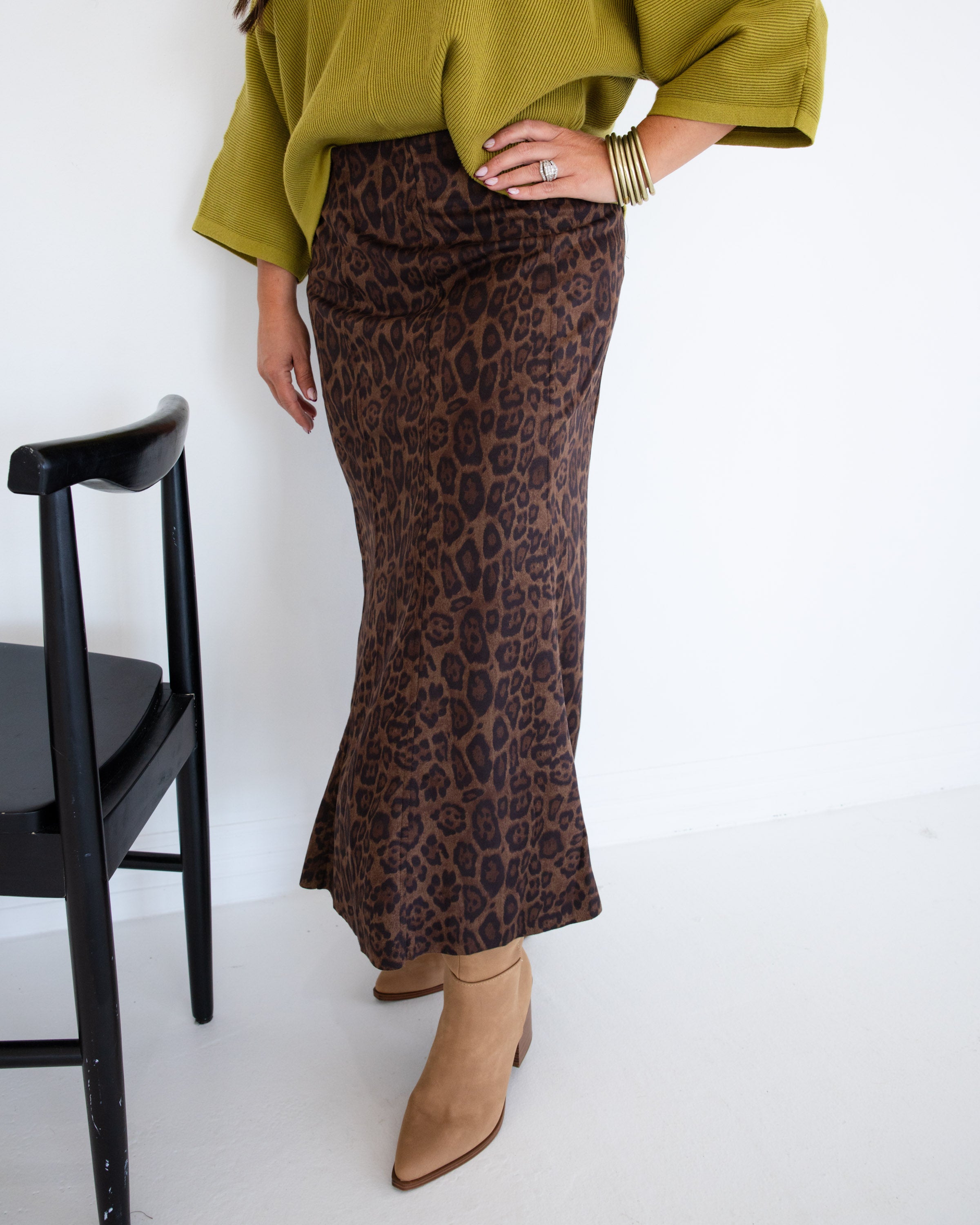 THML | Timeless Flowy Leopard Maxi Skirt