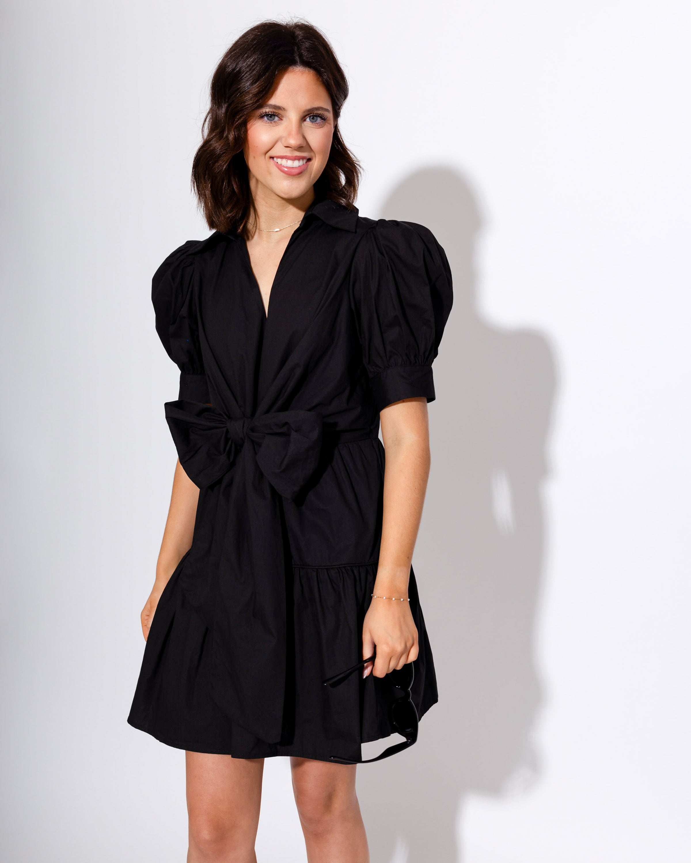 The Belle Black Bow Mini Dress