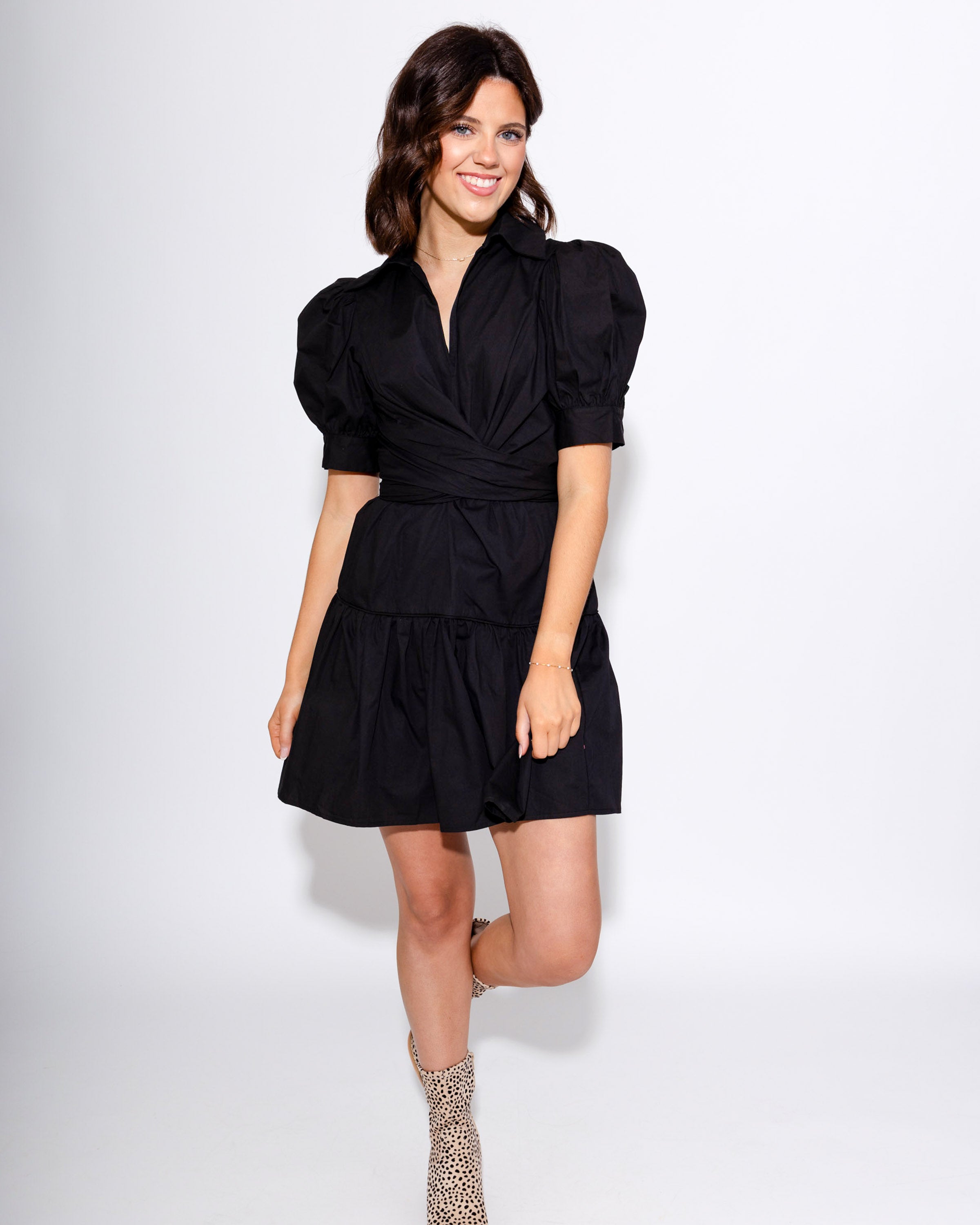 The Belle Black Bow Mini Dress