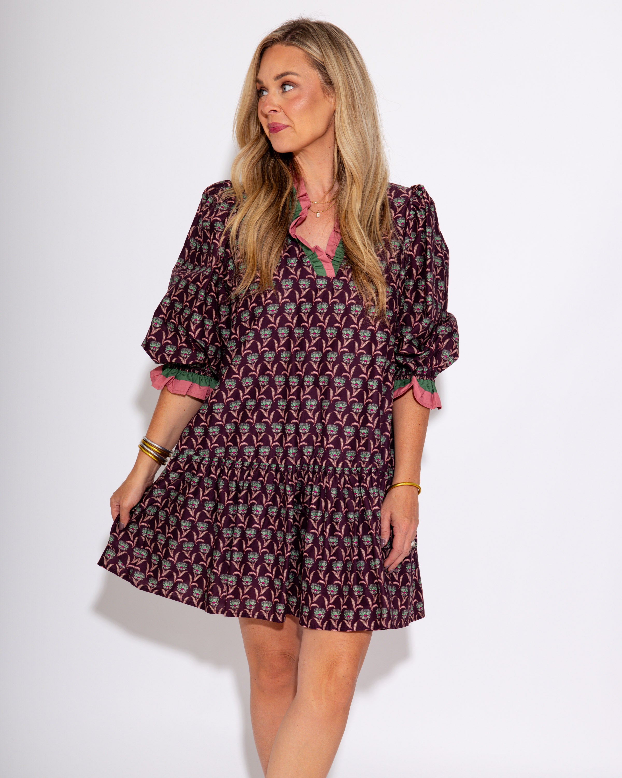 Floral Puff Sleeve Mini Dress