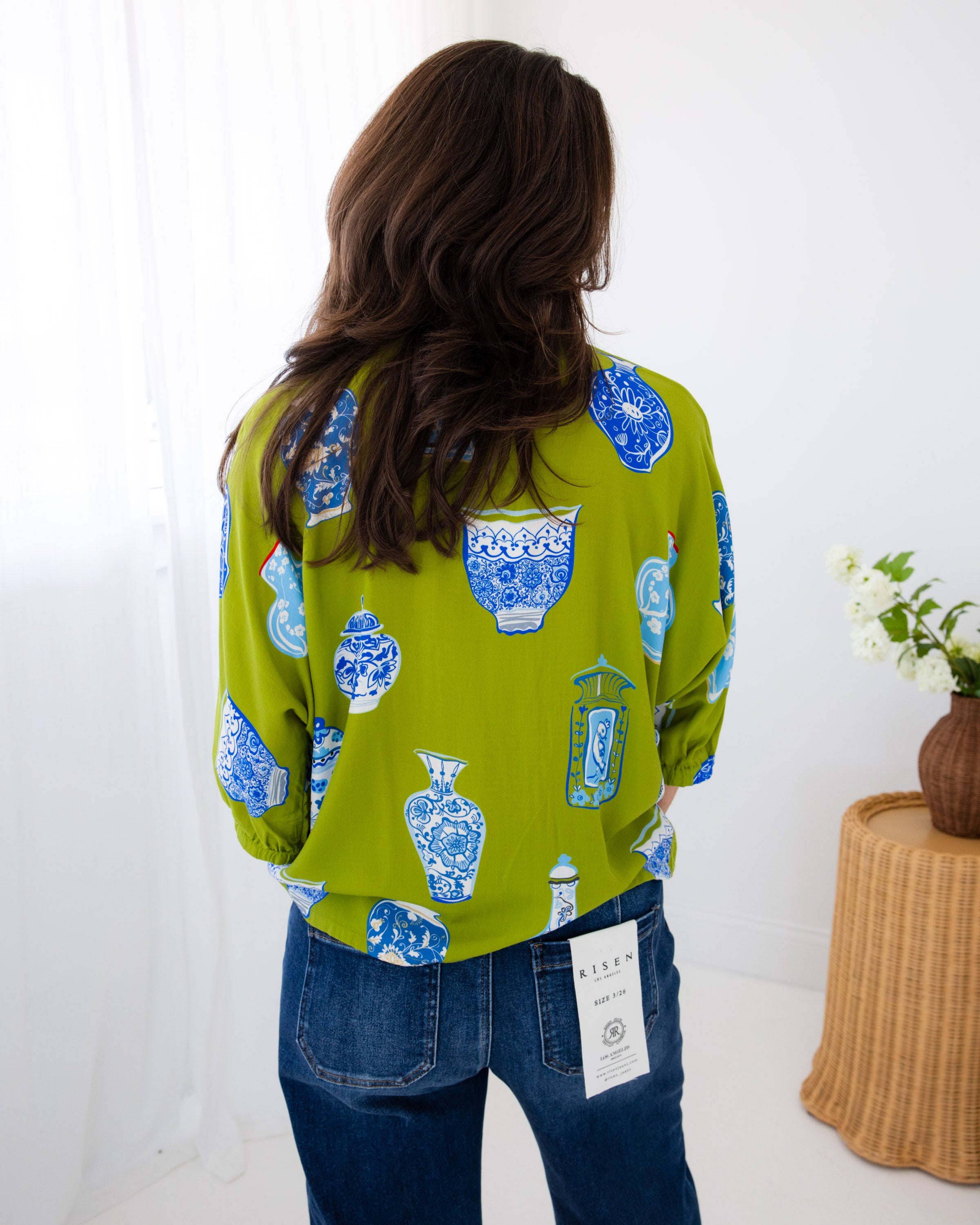 Vase Print Button Up Top