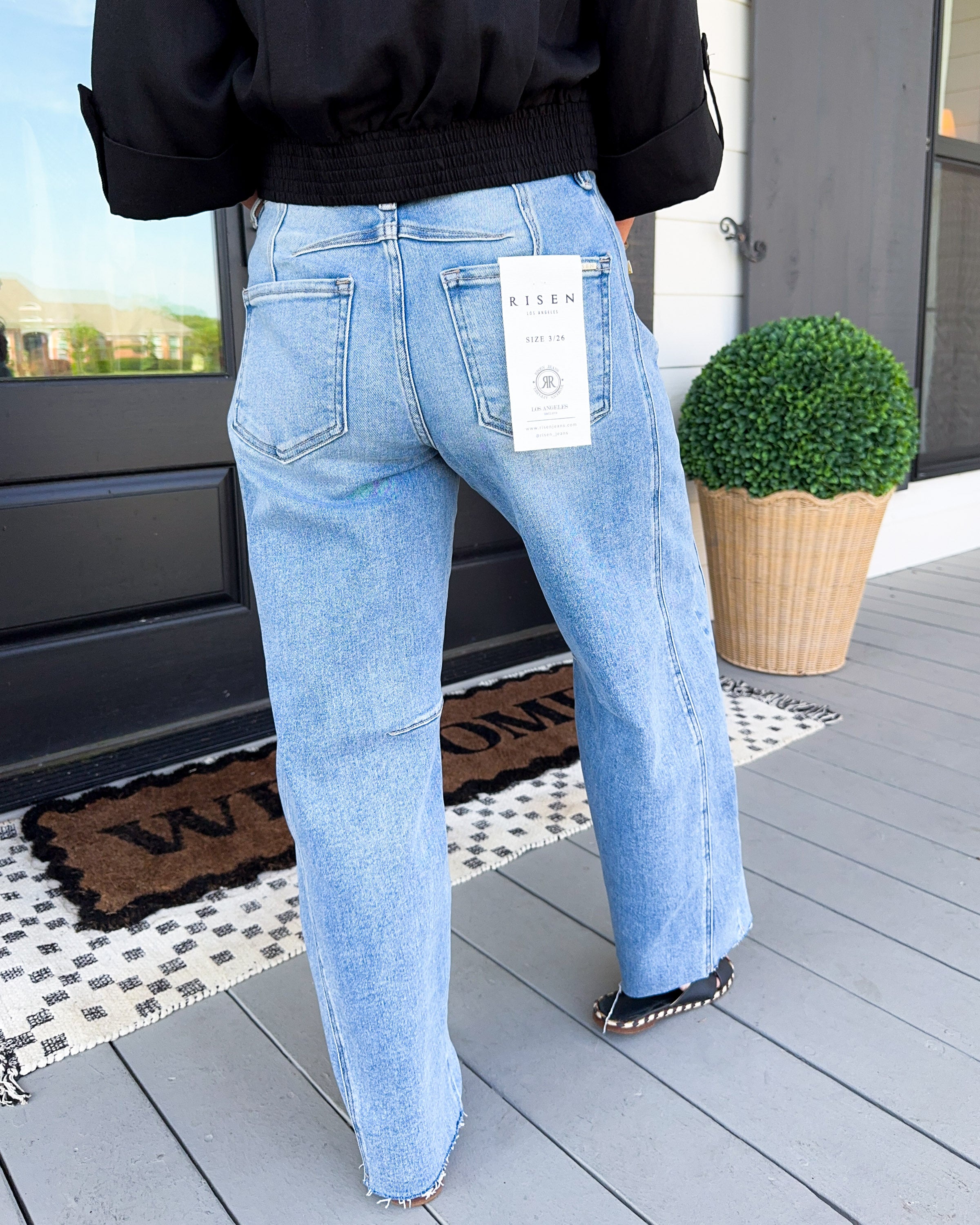 Ankle Length Drawstring Waist Barrel Jeans