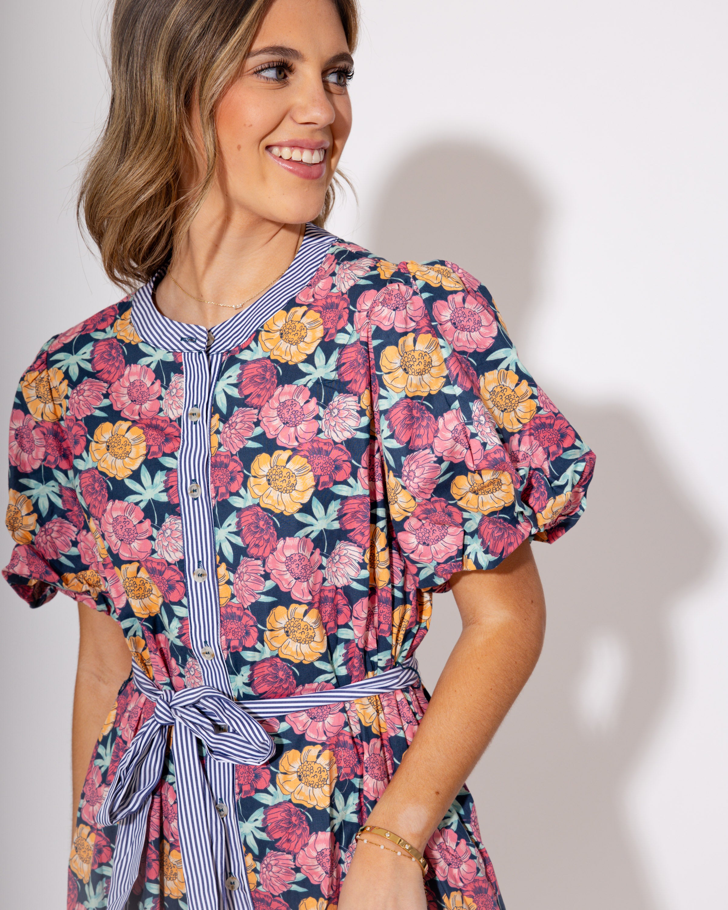 Belted Botanical Charm Floral Mini Dress