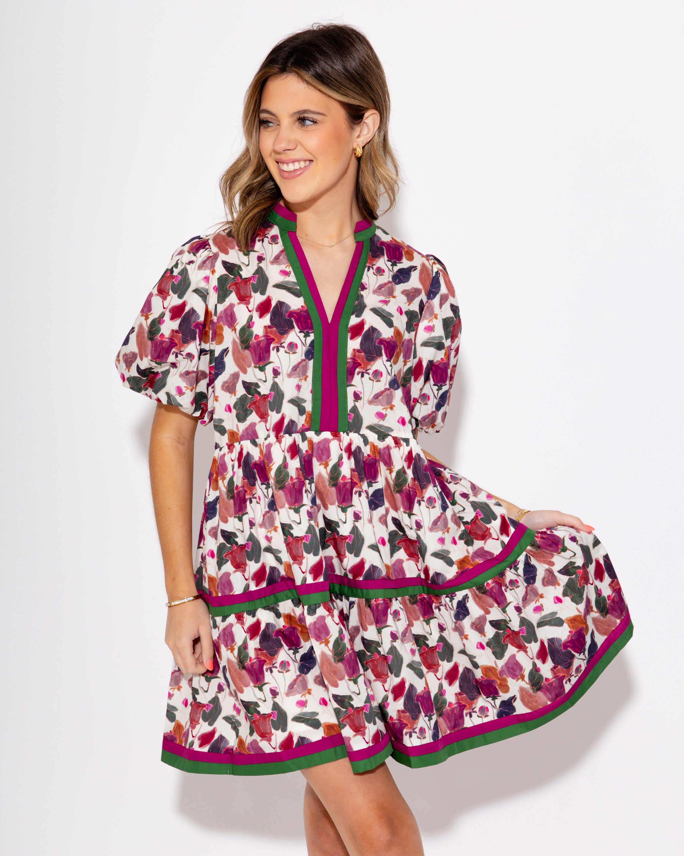 Petals in Plum Mini Dress