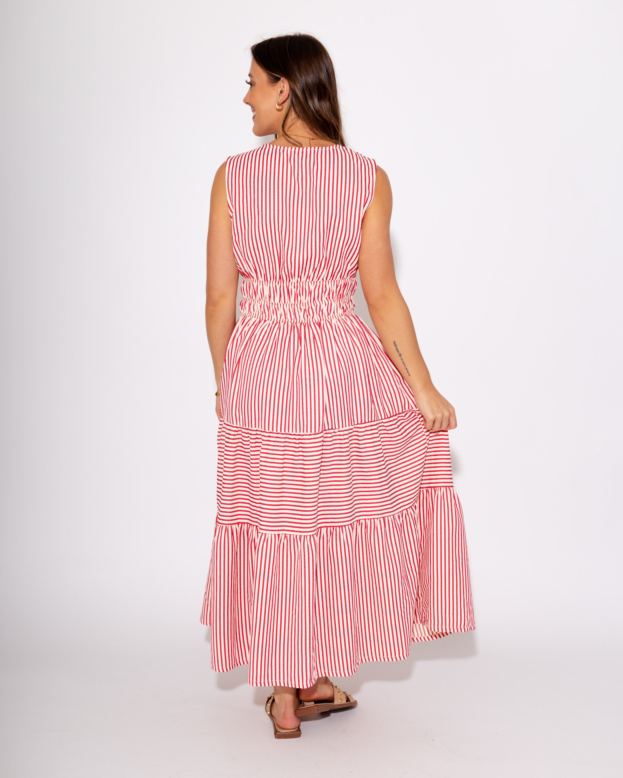 Scarlet Stroll Midi Dress