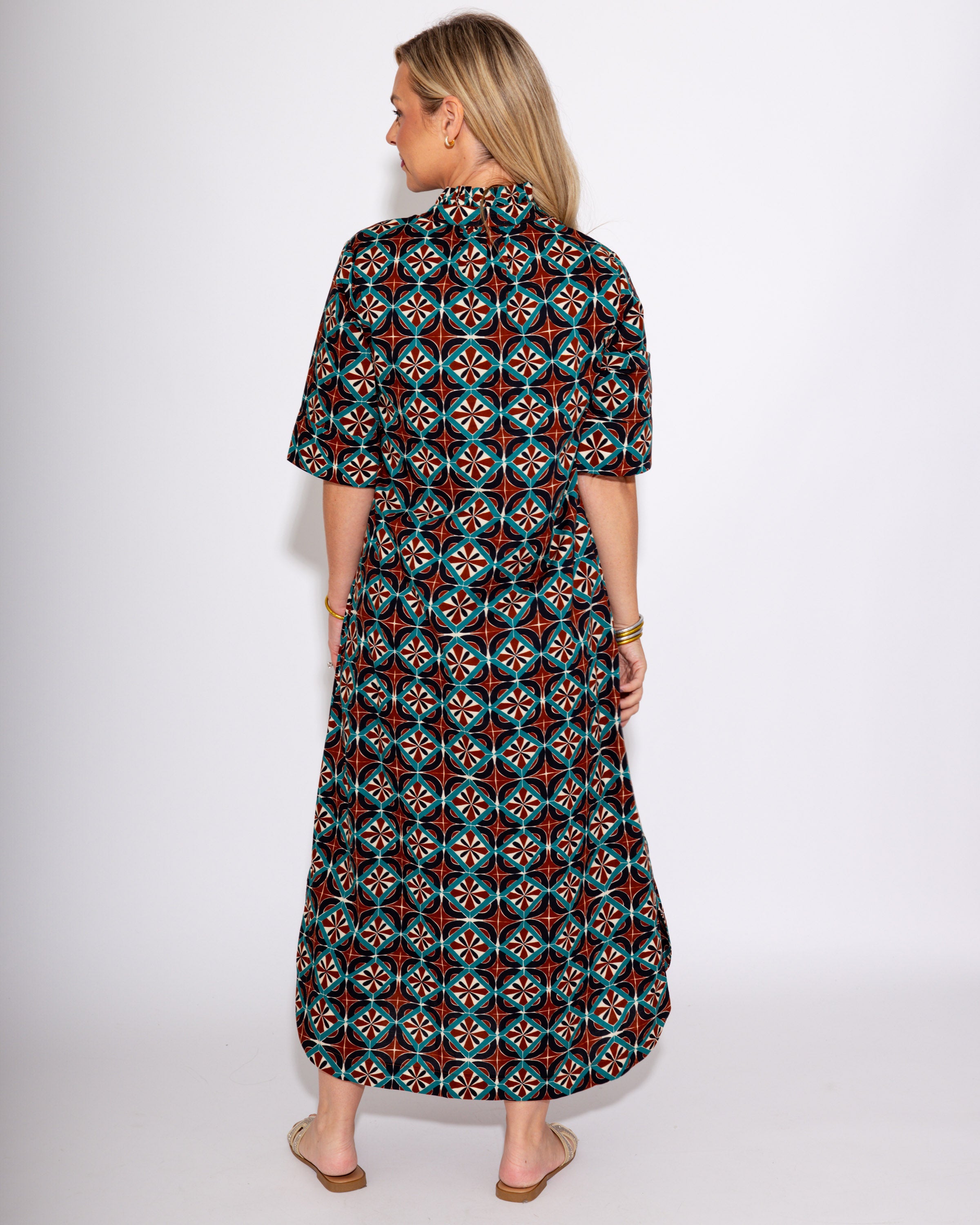 Navy + Teal Geometric Midi