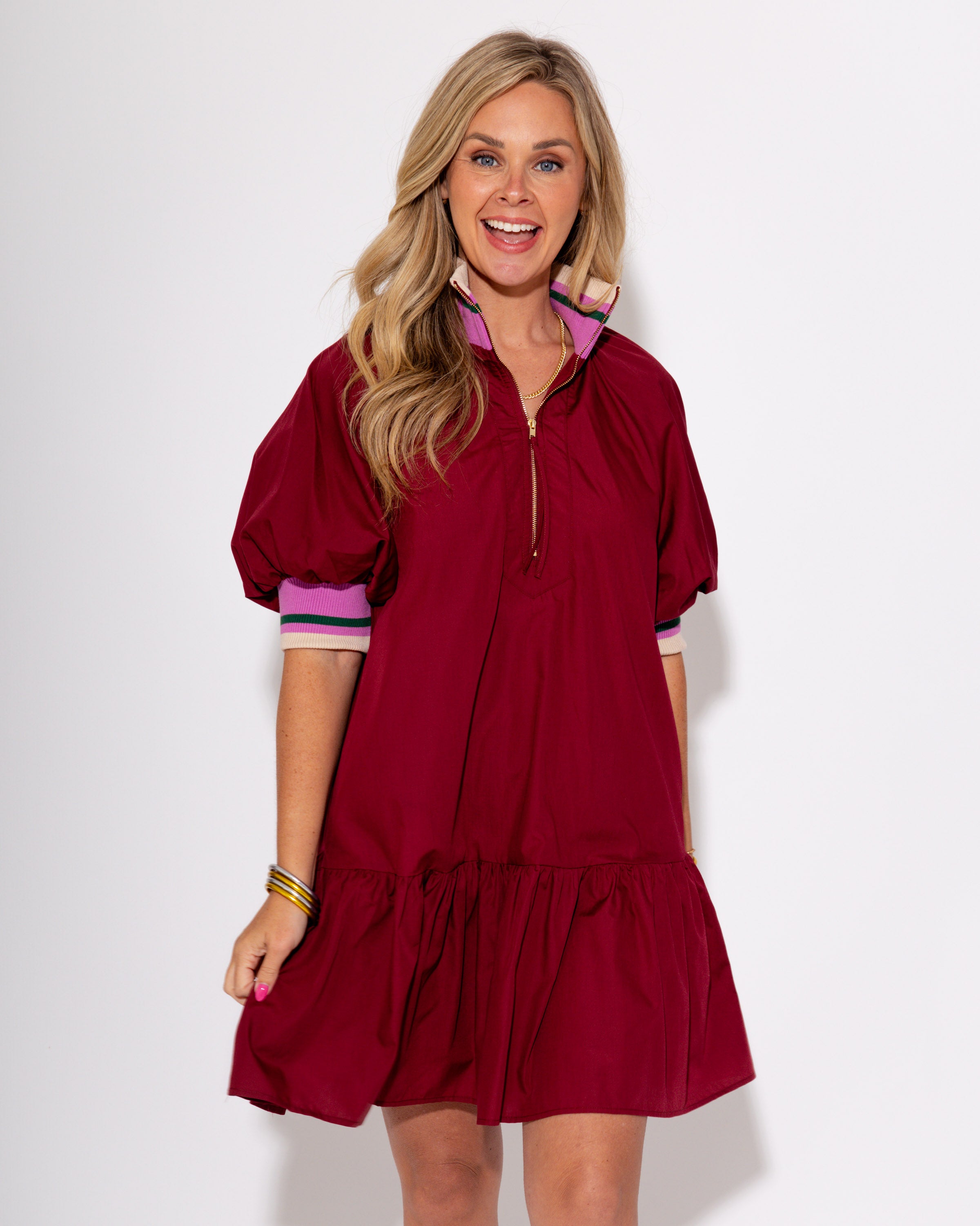 The Twirl and Zip Mini in Burgundy