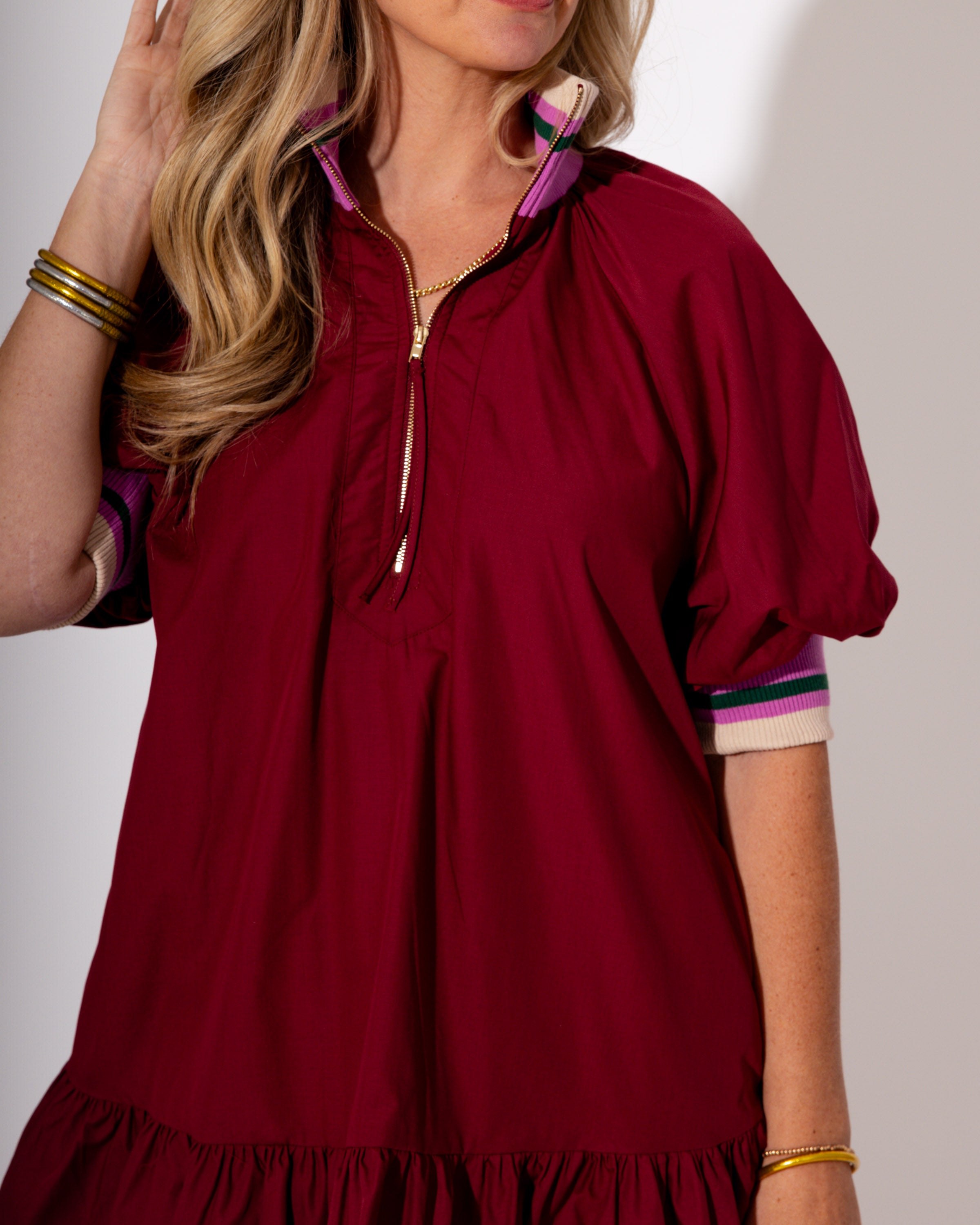 The Twirl and Zip Mini in Burgundy