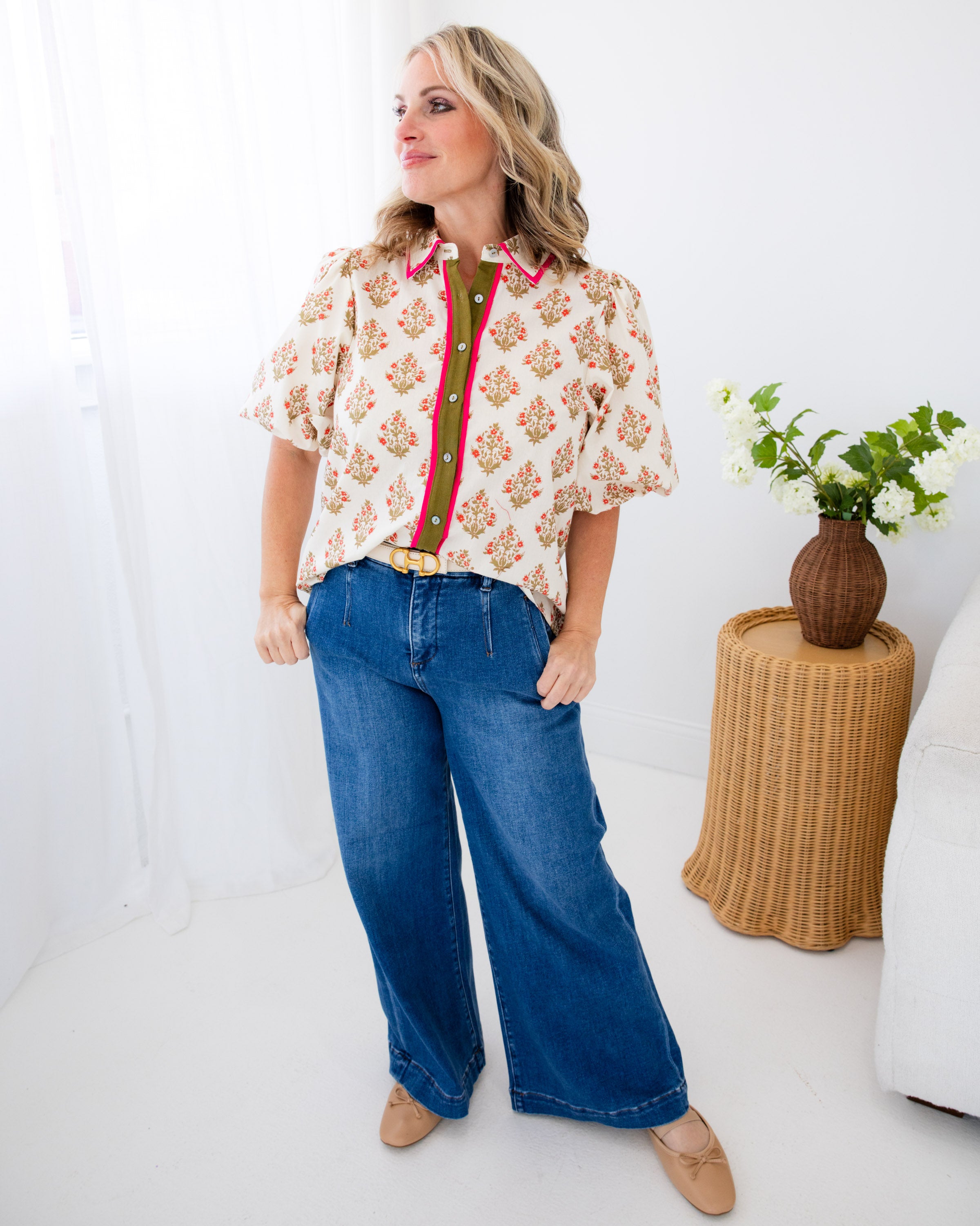 Garden Floral Puff Sleeve Top