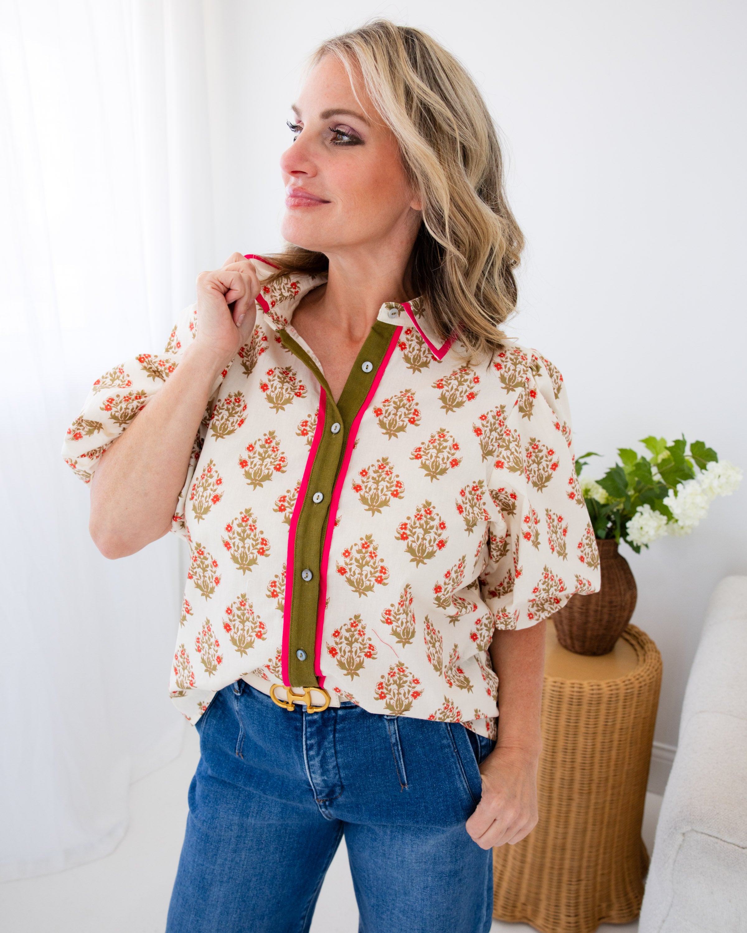 Garden Floral Puff Sleeve Top