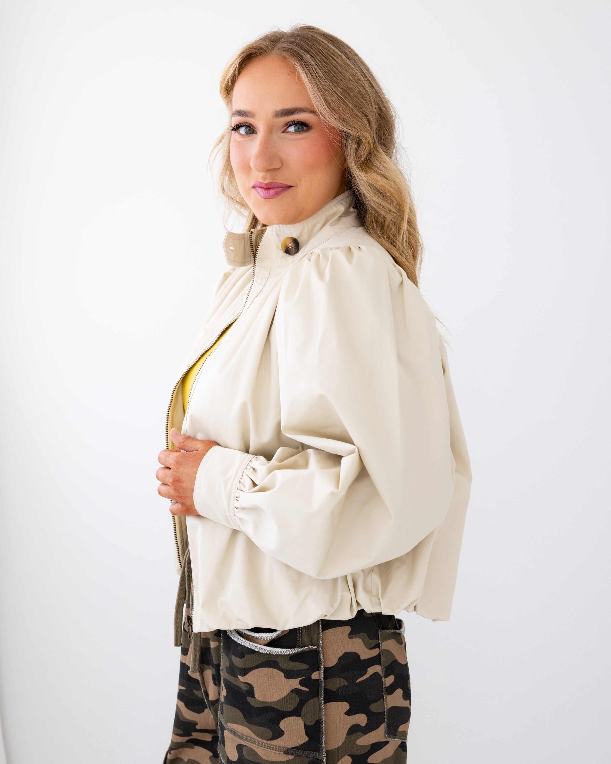 Cream Everyday Zip Up Jacket