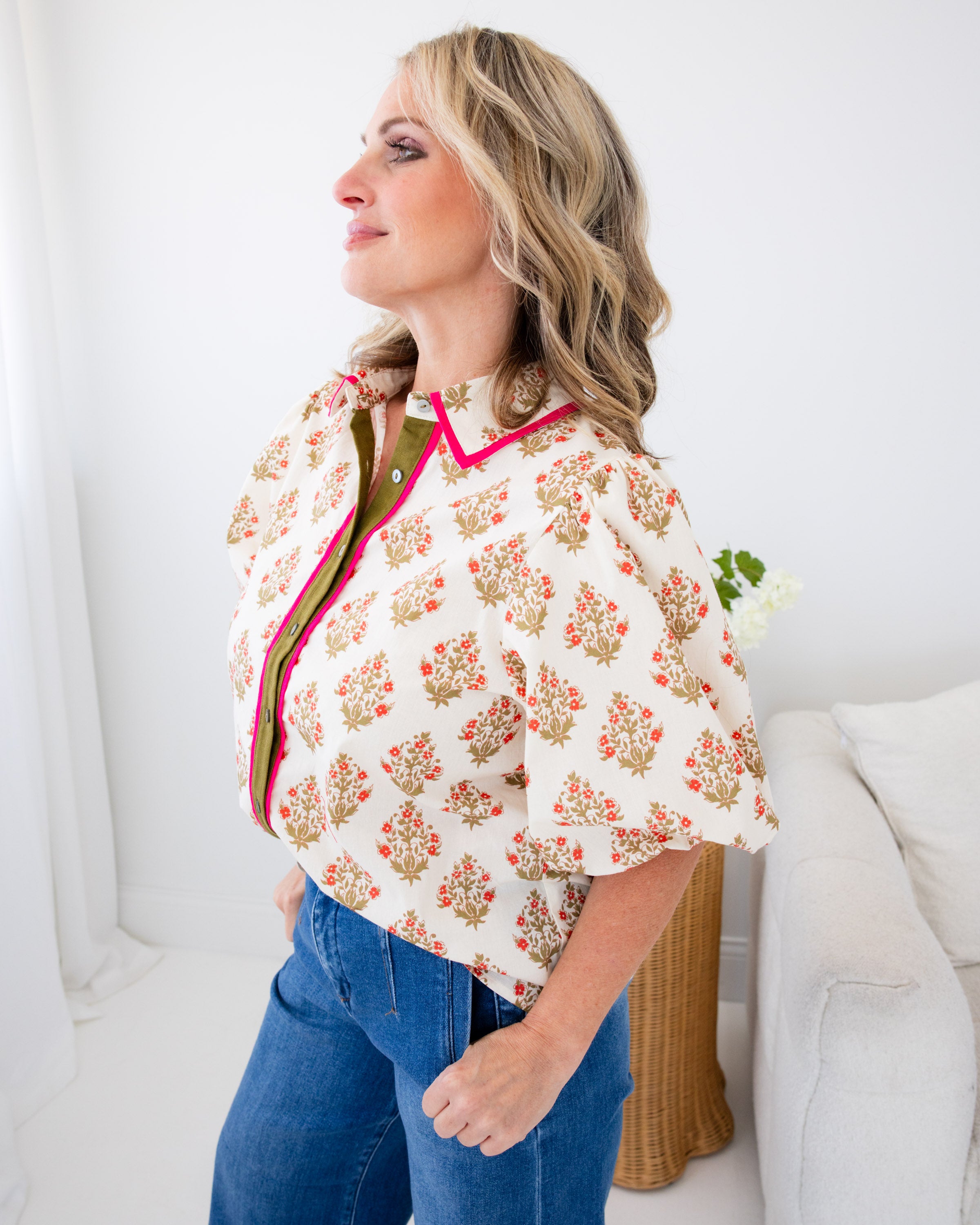 Garden Floral Puff Sleeve Top