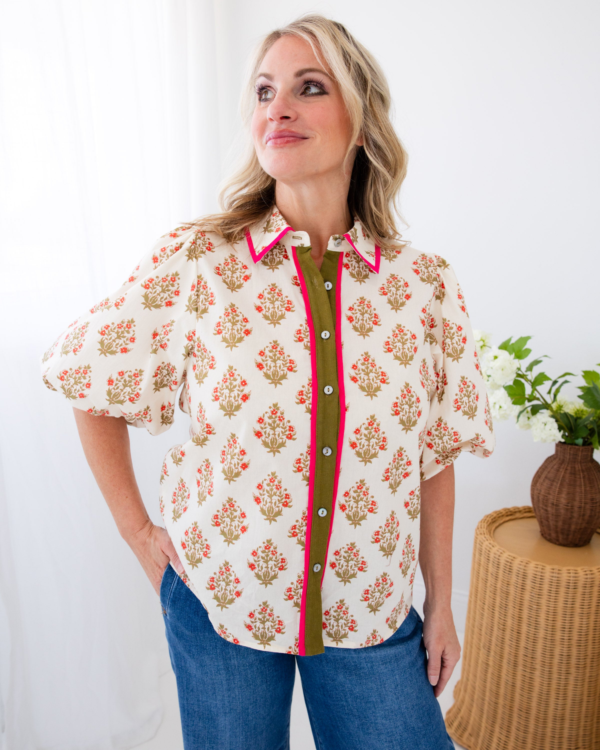 Garden Floral Puff Sleeve Top