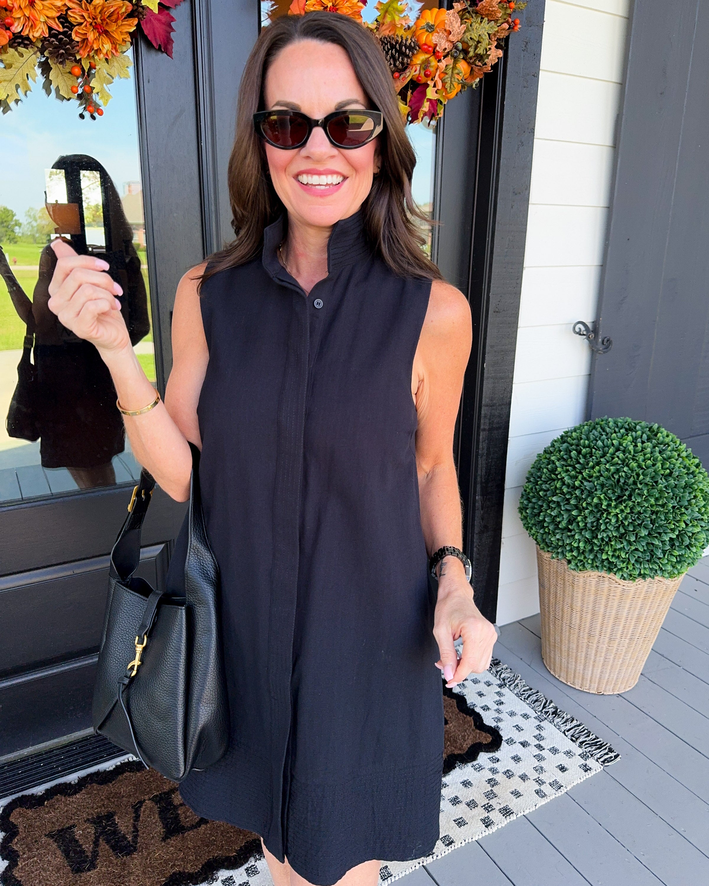Little Black Button Front Dress