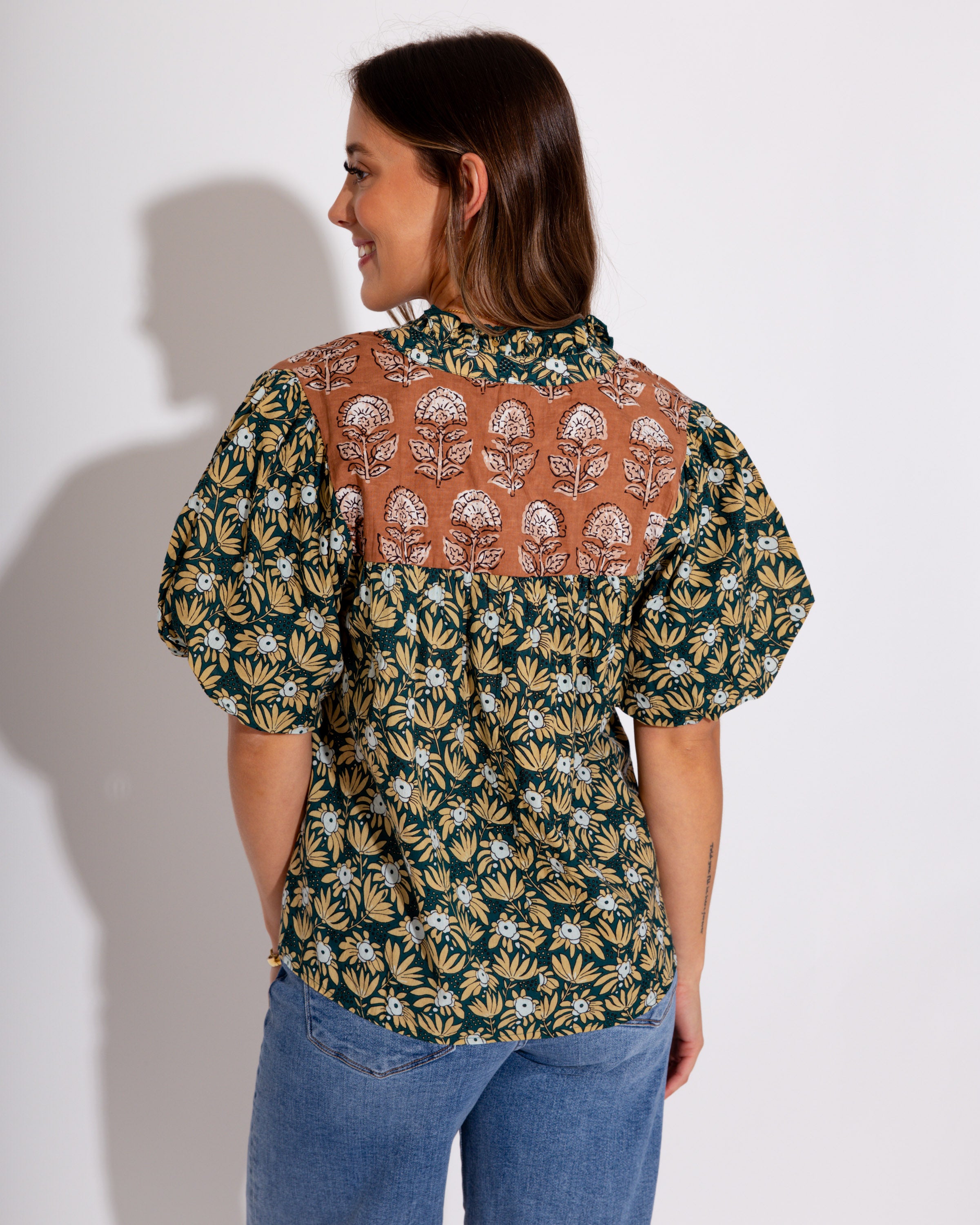 Floral Affair Neck Tie Top Green