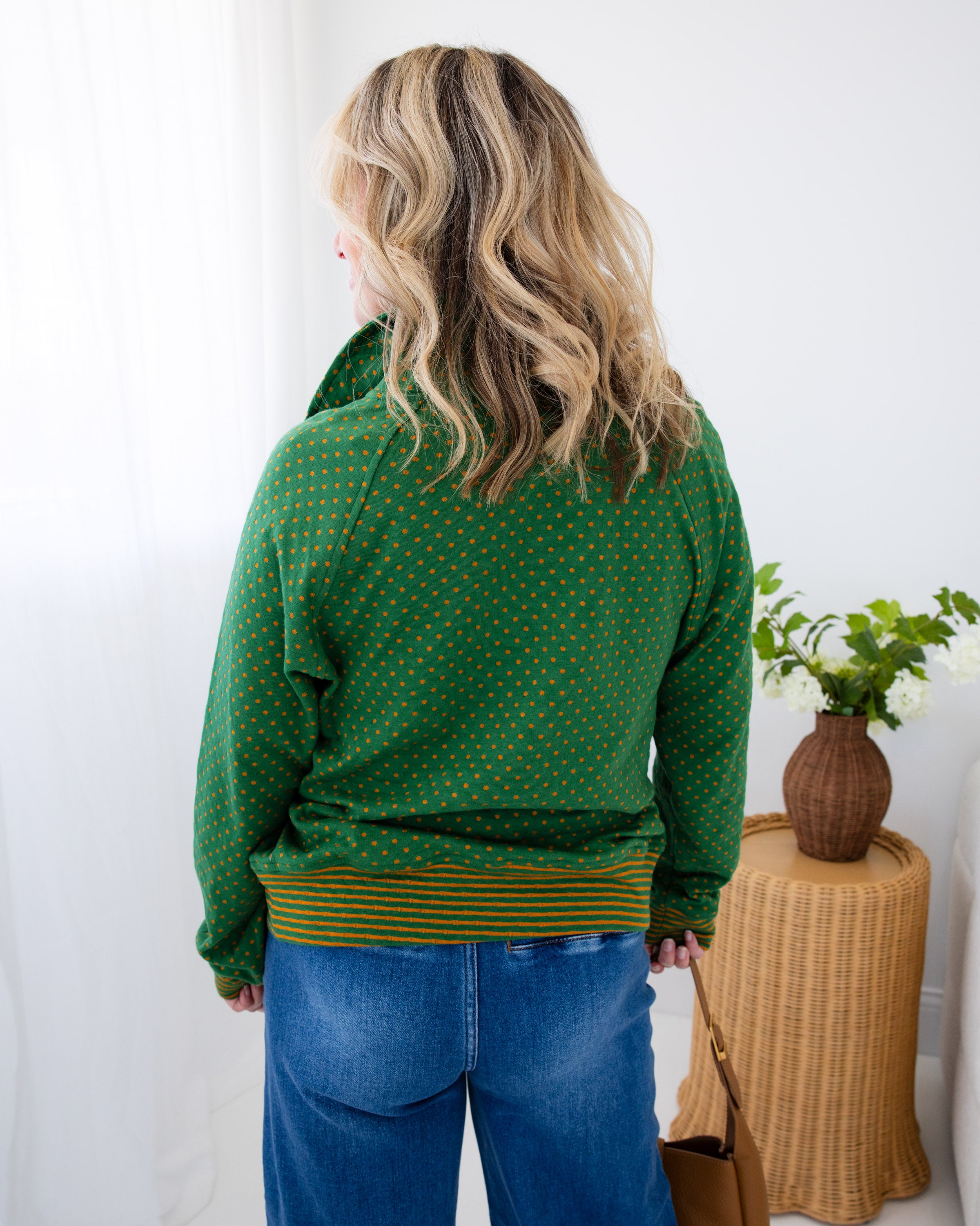 Polka Dot Half Zip Pullover