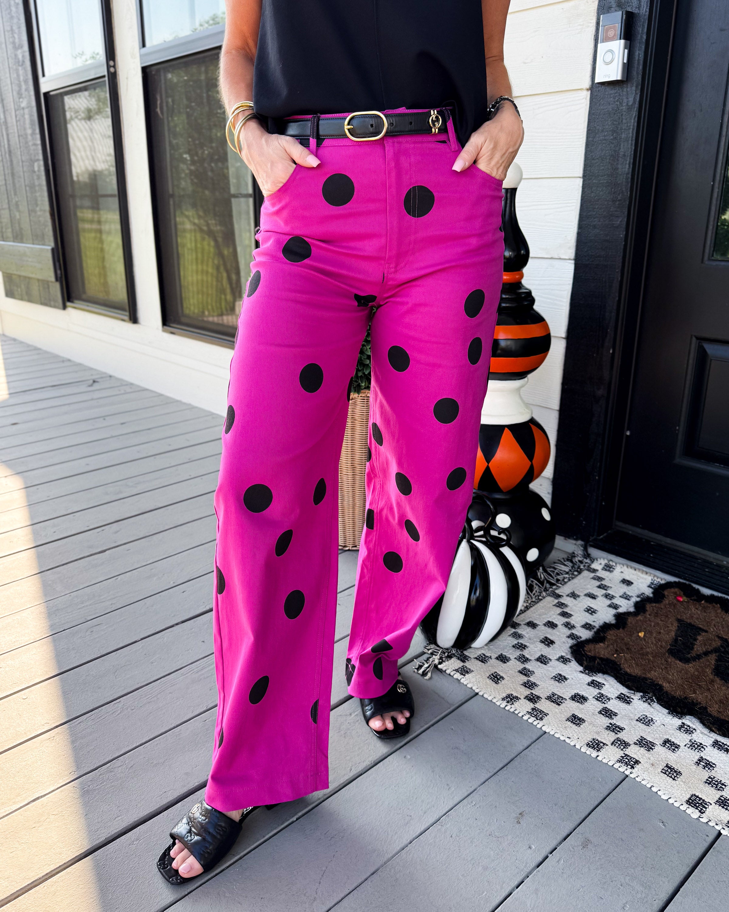 Polka Dot Barrel Leg Pants