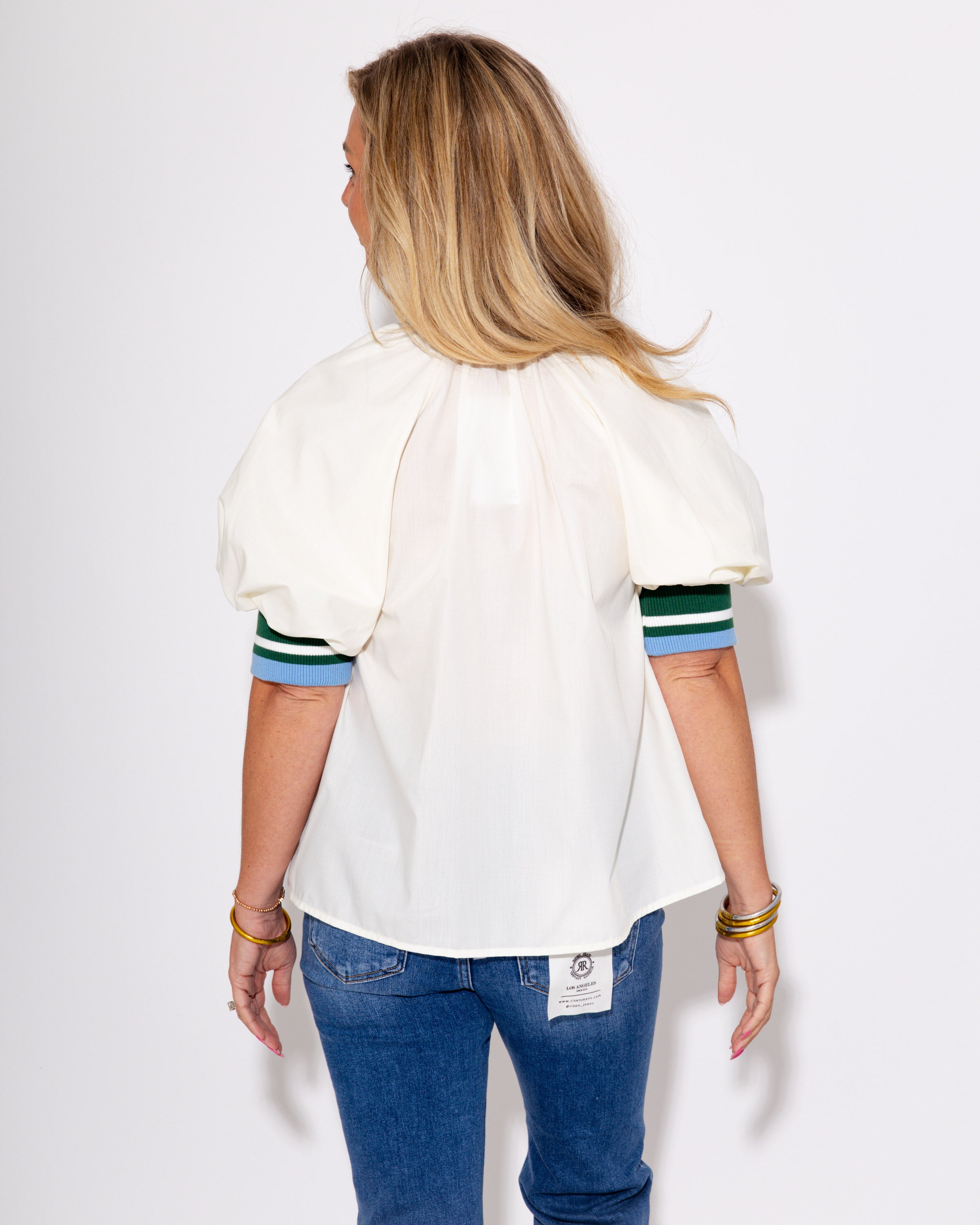 Cream, Zip & Color Block Top