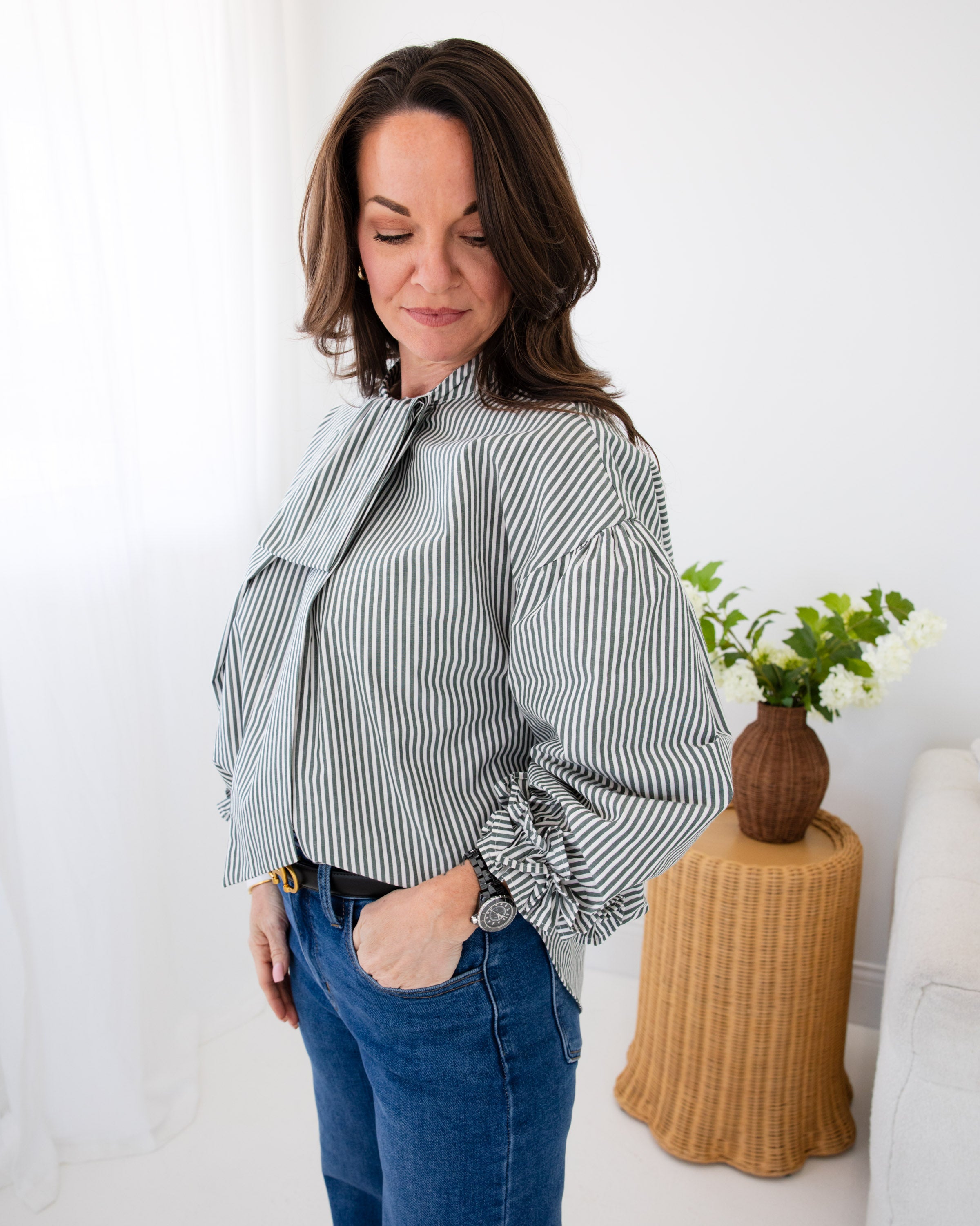 Striped Neck Tie Top