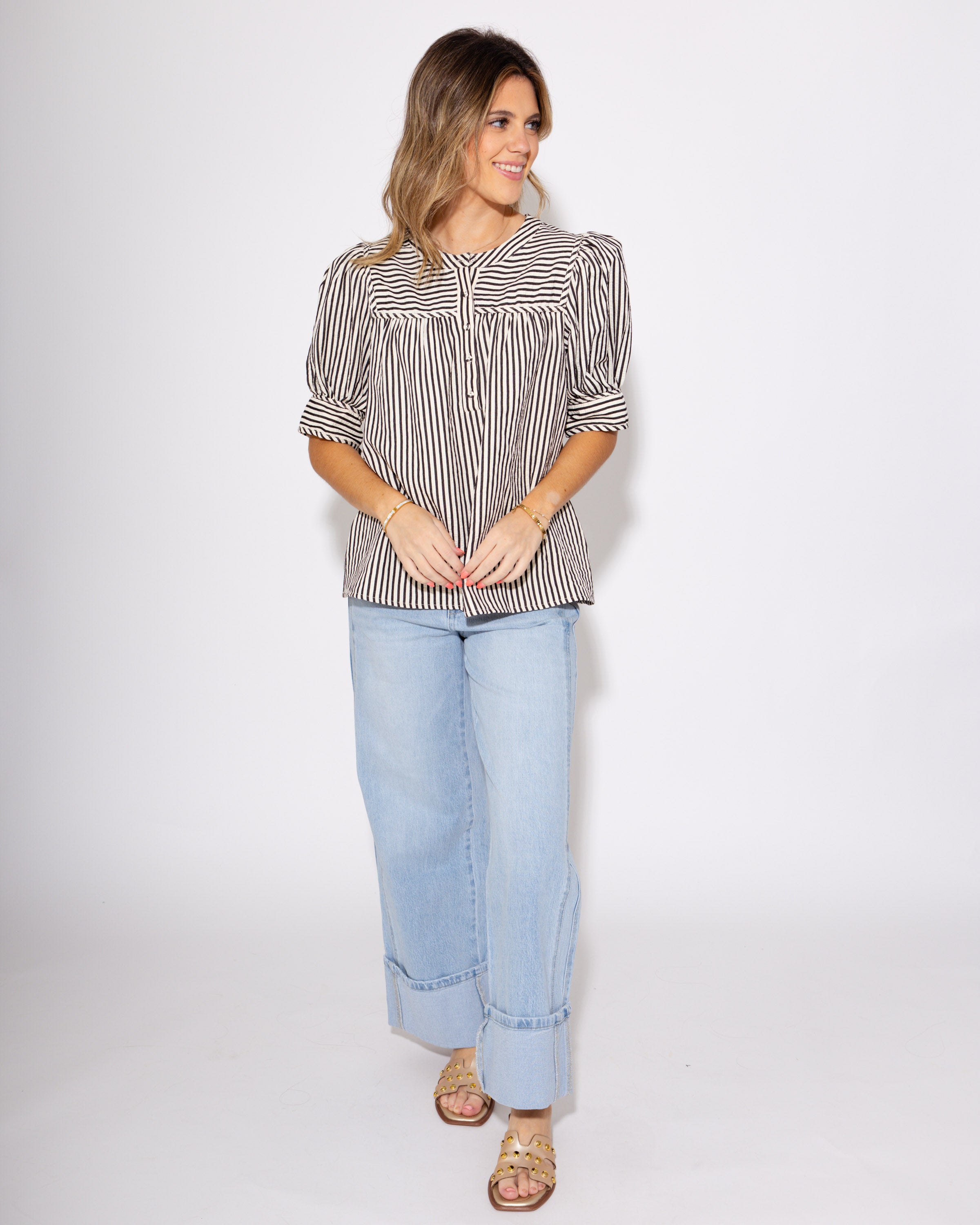 Stripes & Structure Top in Black