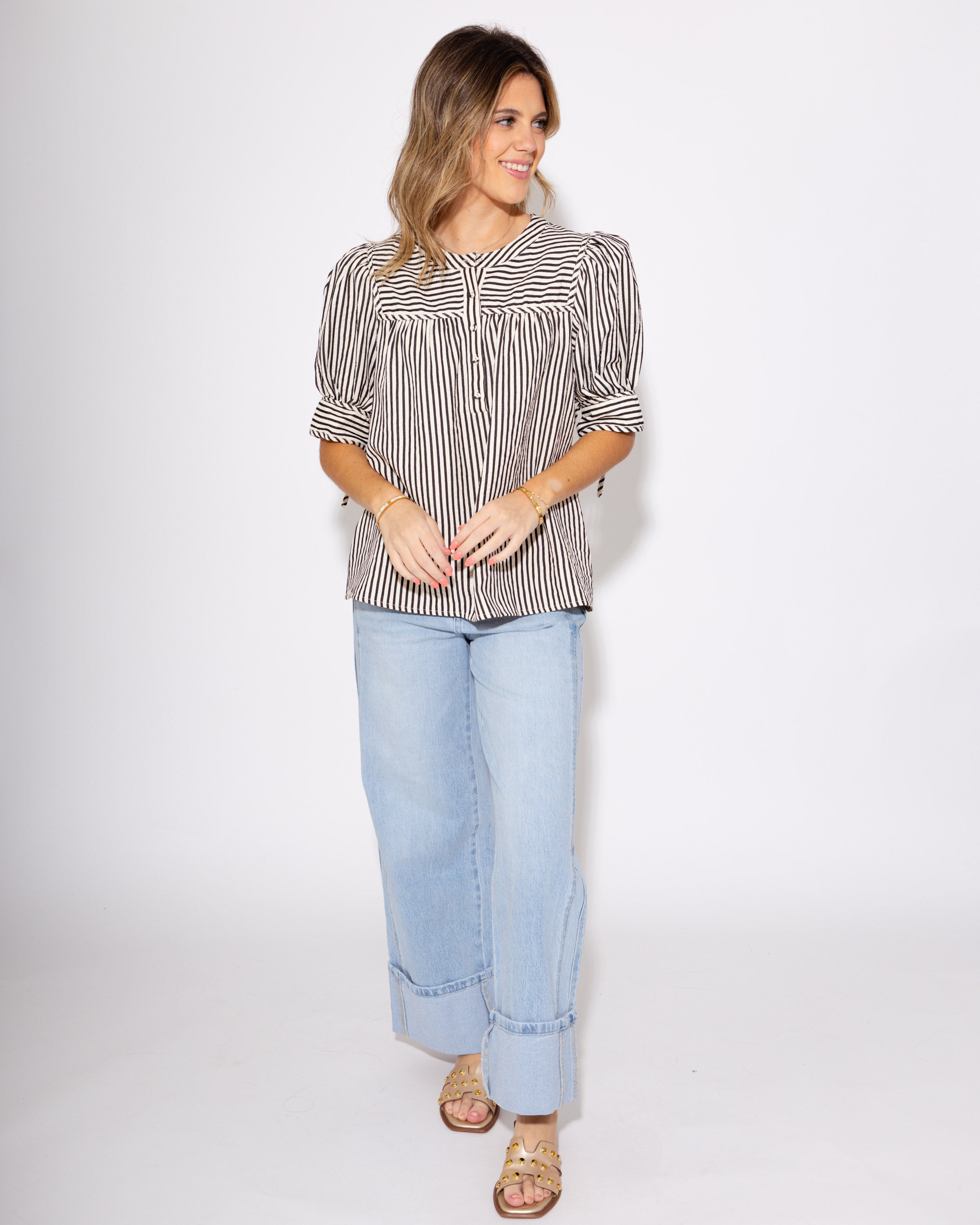 Stripes & Structure Top in Black