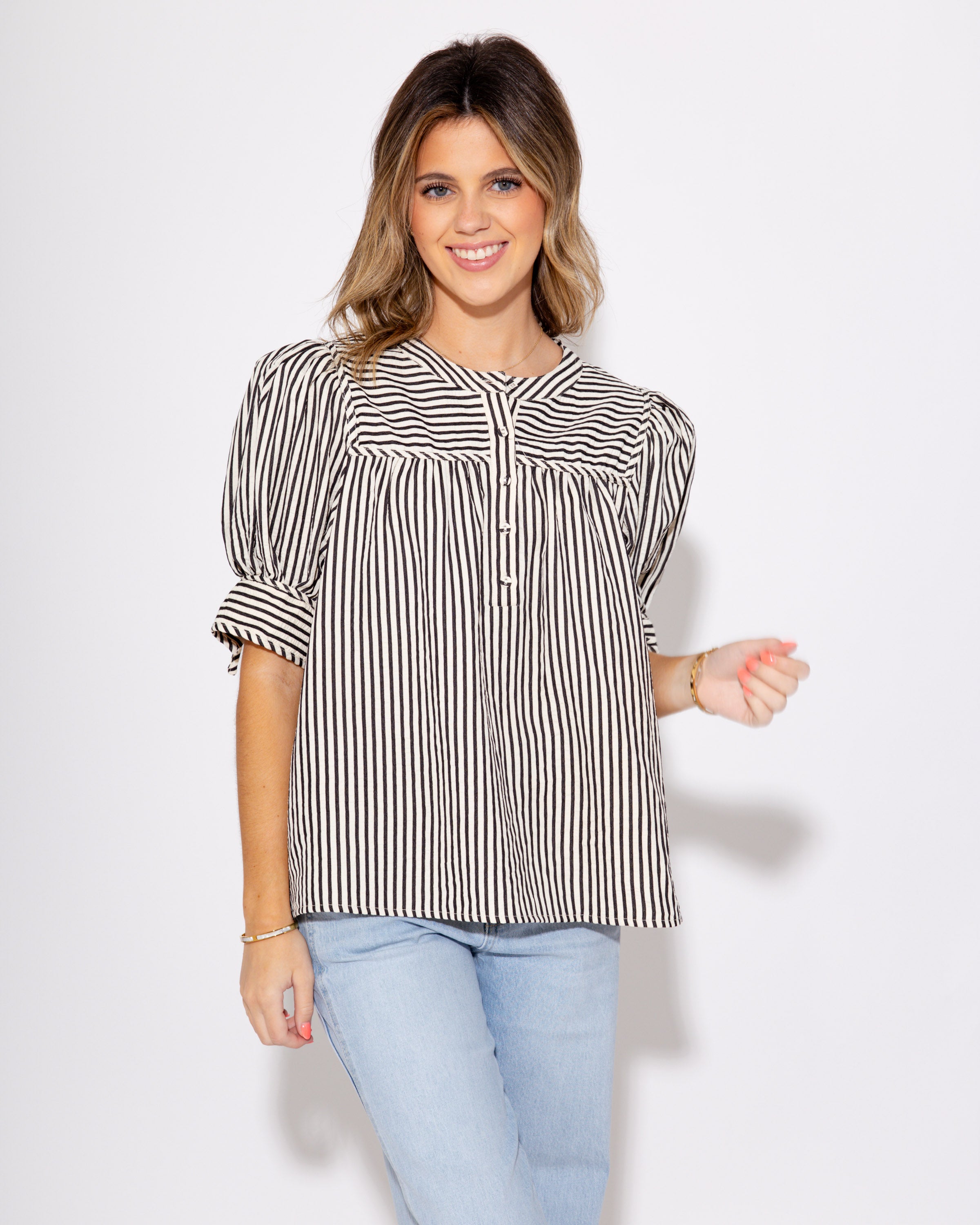 Stripes & Structure Top in Black