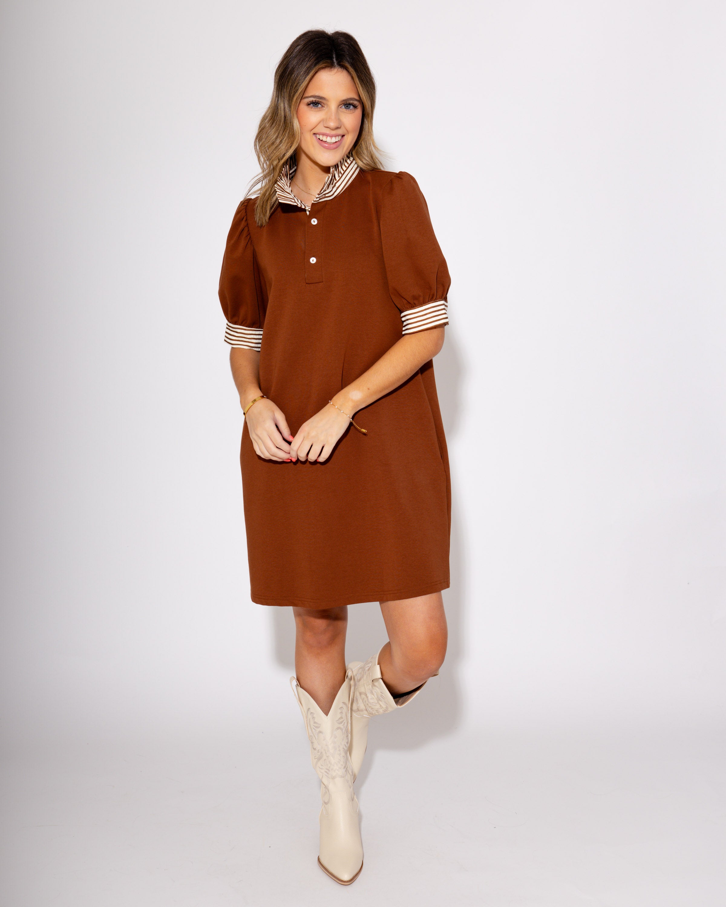 Rally Ready Polo Dress in Brown