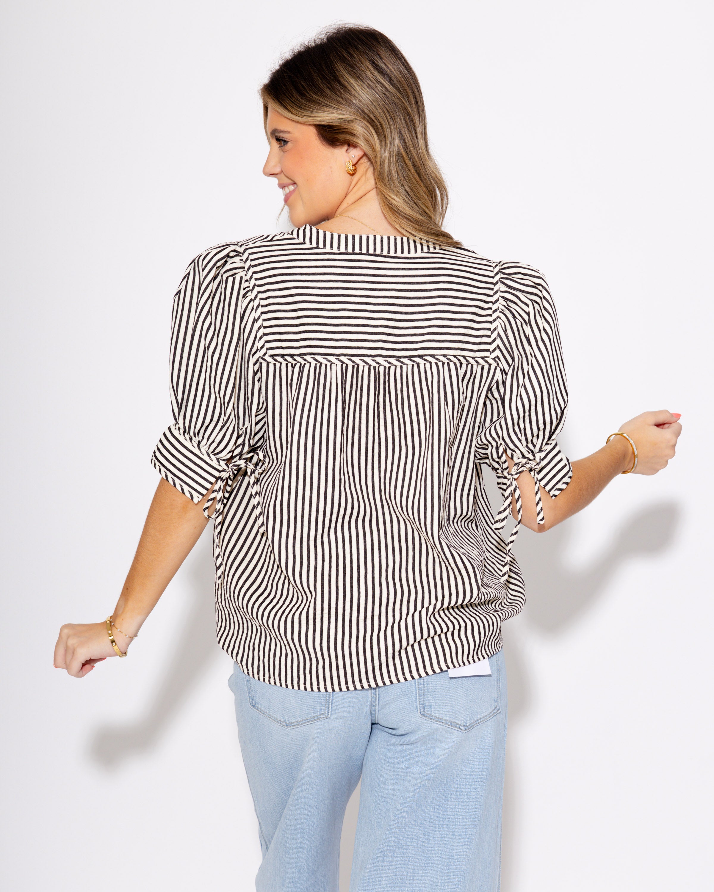 Stripes & Structure Top in Black