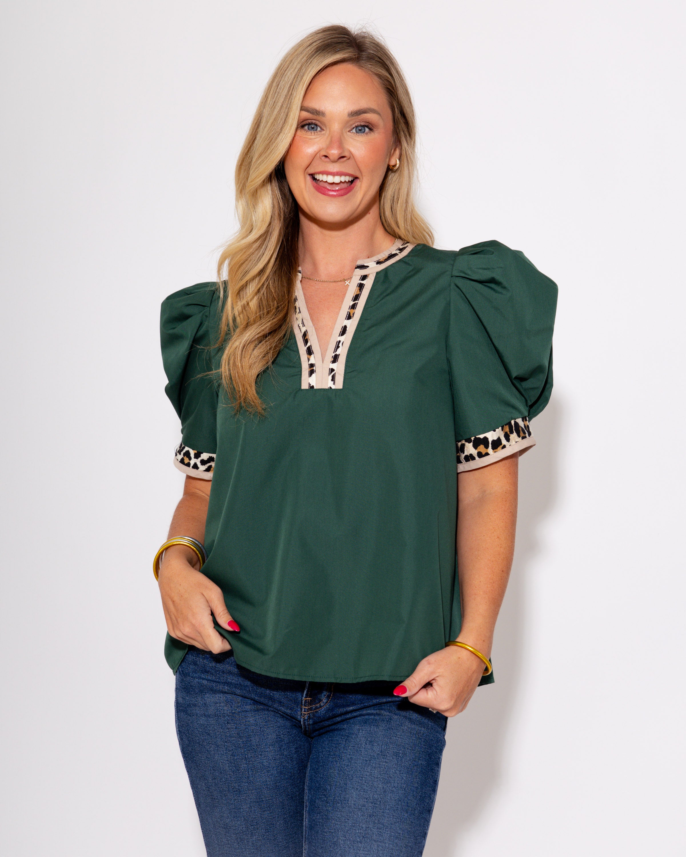 Barely Wild Top in Hunter Green