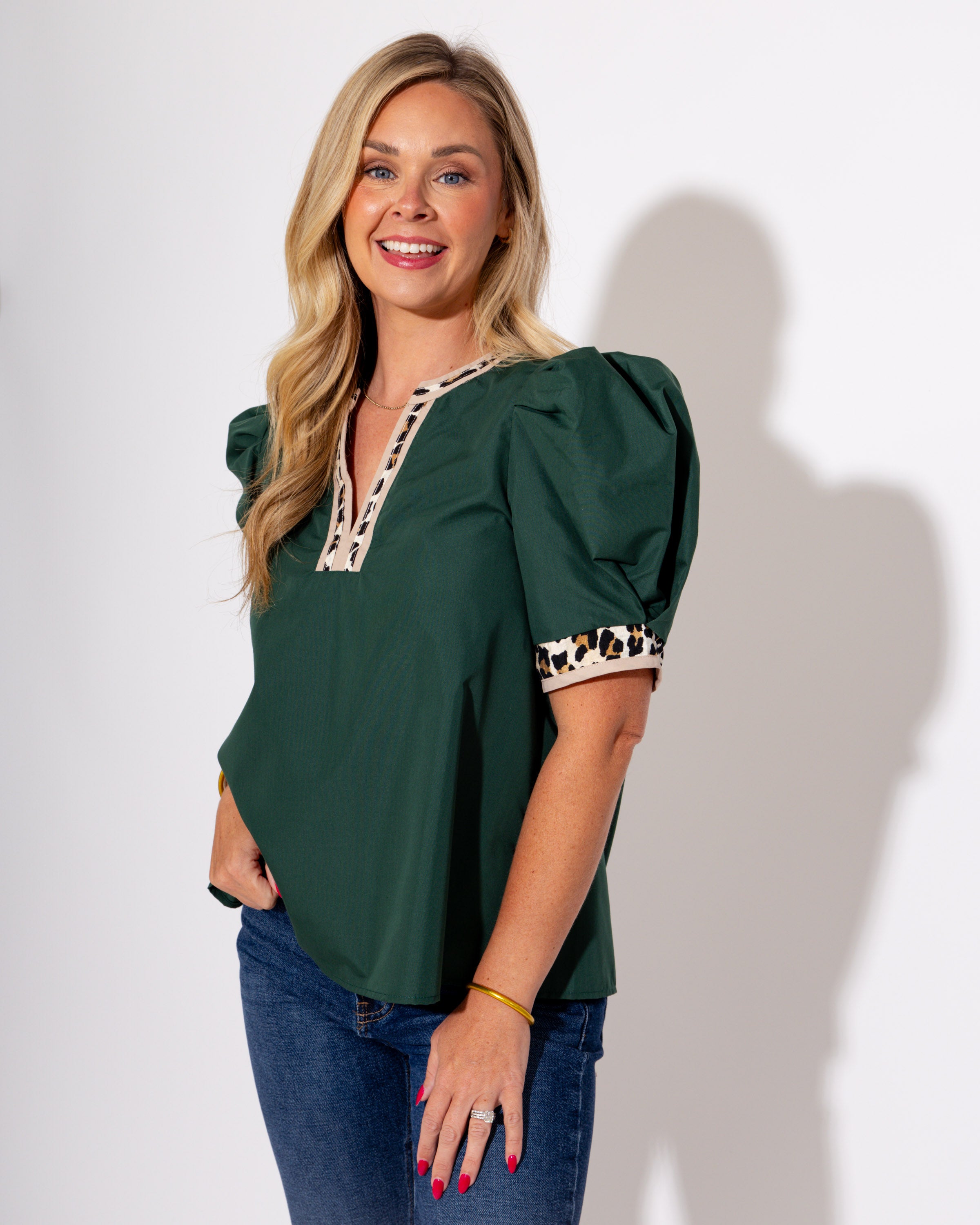 Barely Wild Top in Hunter Green