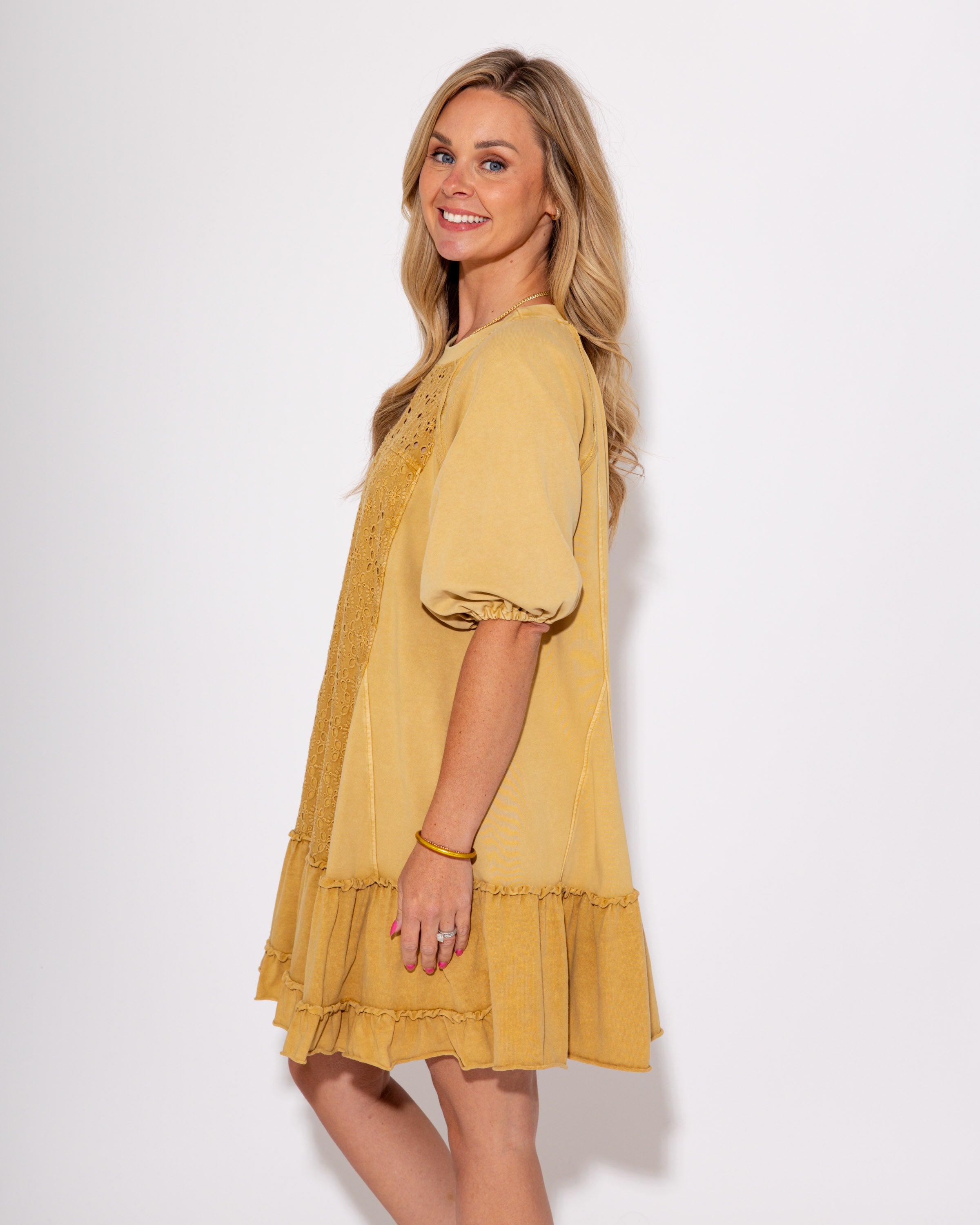 Washed and Whimsy Eyelet Mini Dress