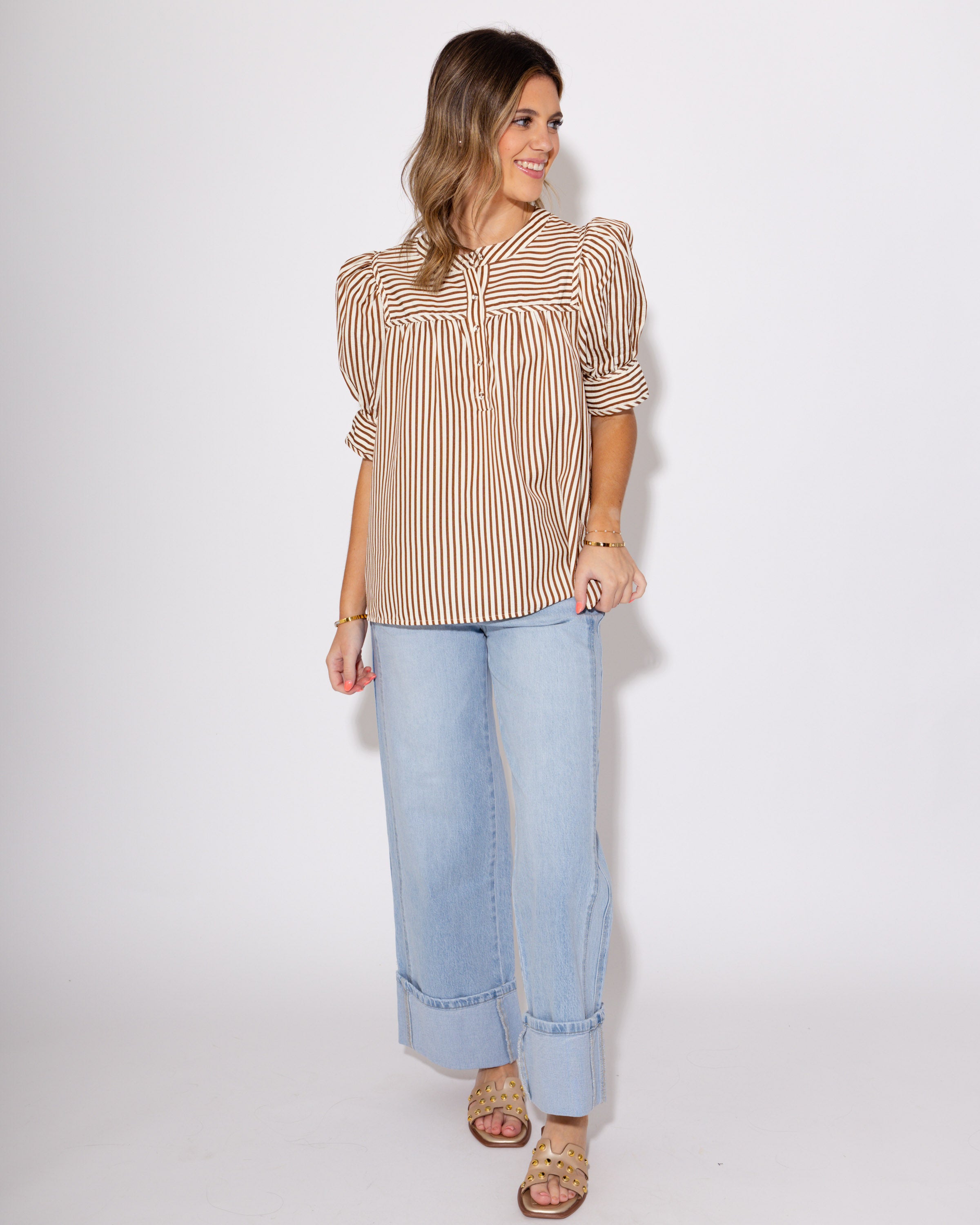 Stripes & Structure Top in Brown