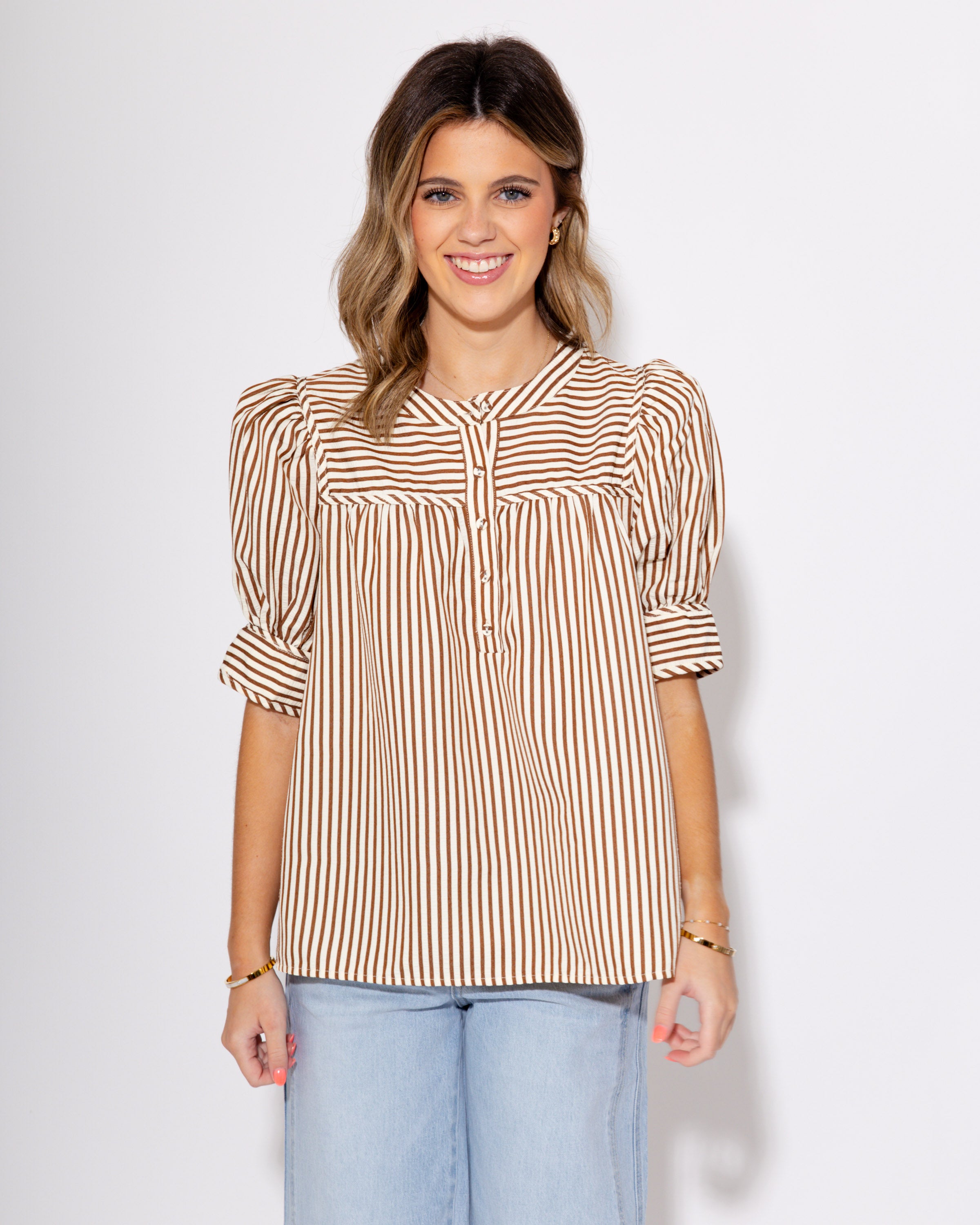 Stripes & Structure Top in Brown