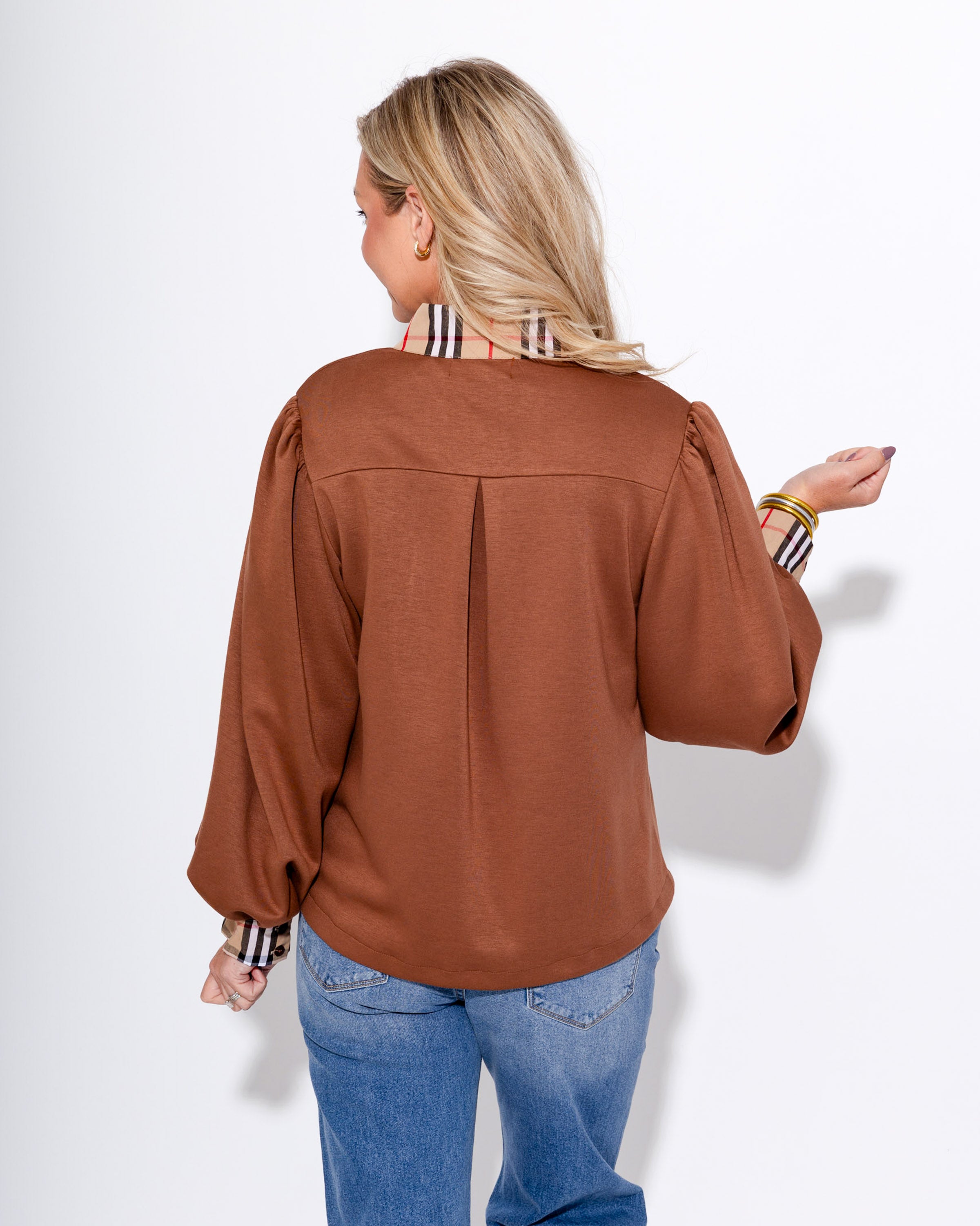 Classic Plaid Accent Top