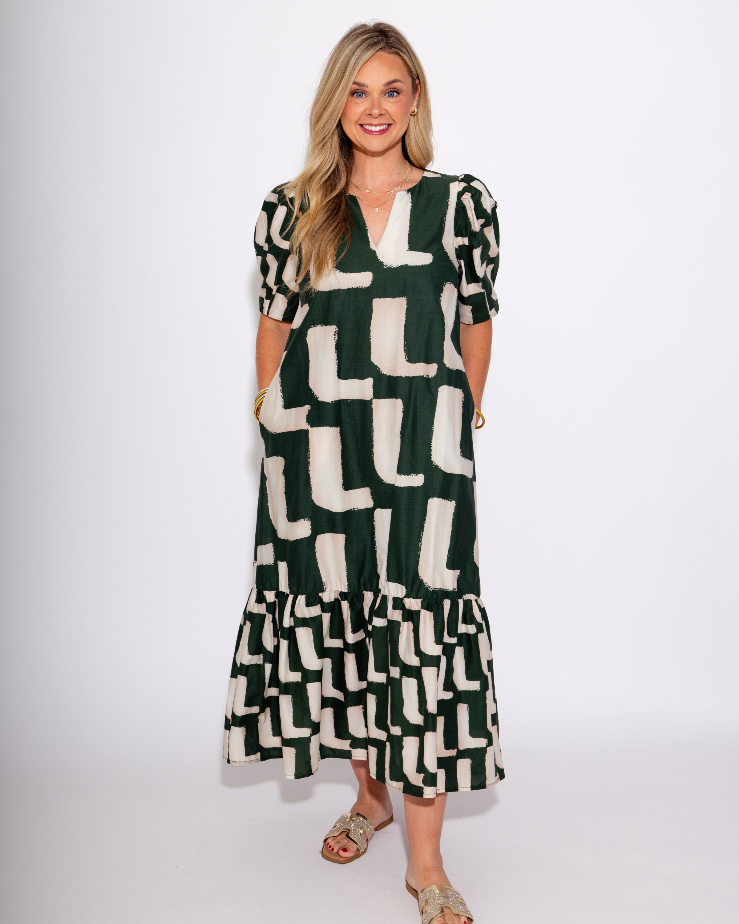 Hunter Green Daydream Midi Dress