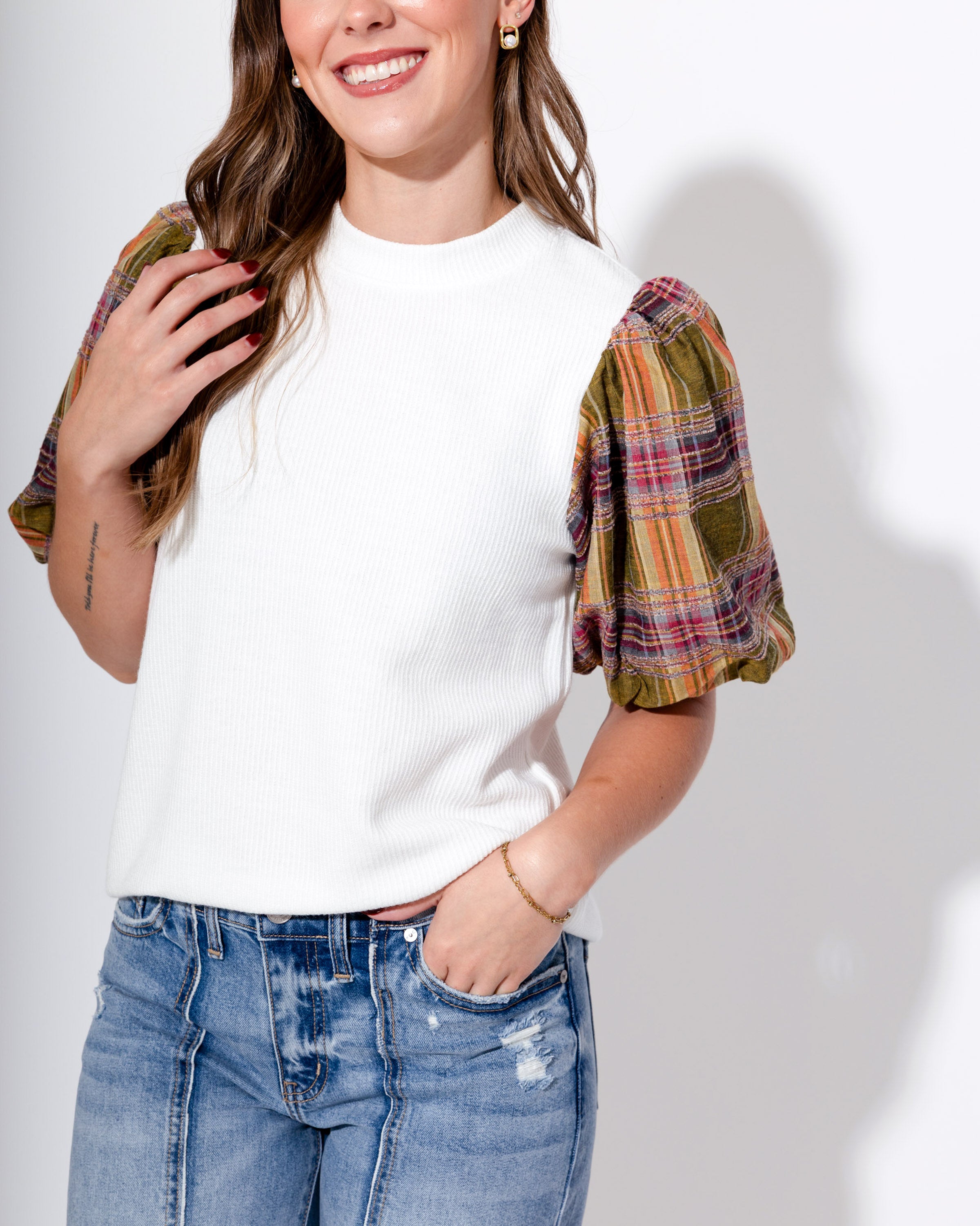 Plaid Perfection Puff Sleeve Top