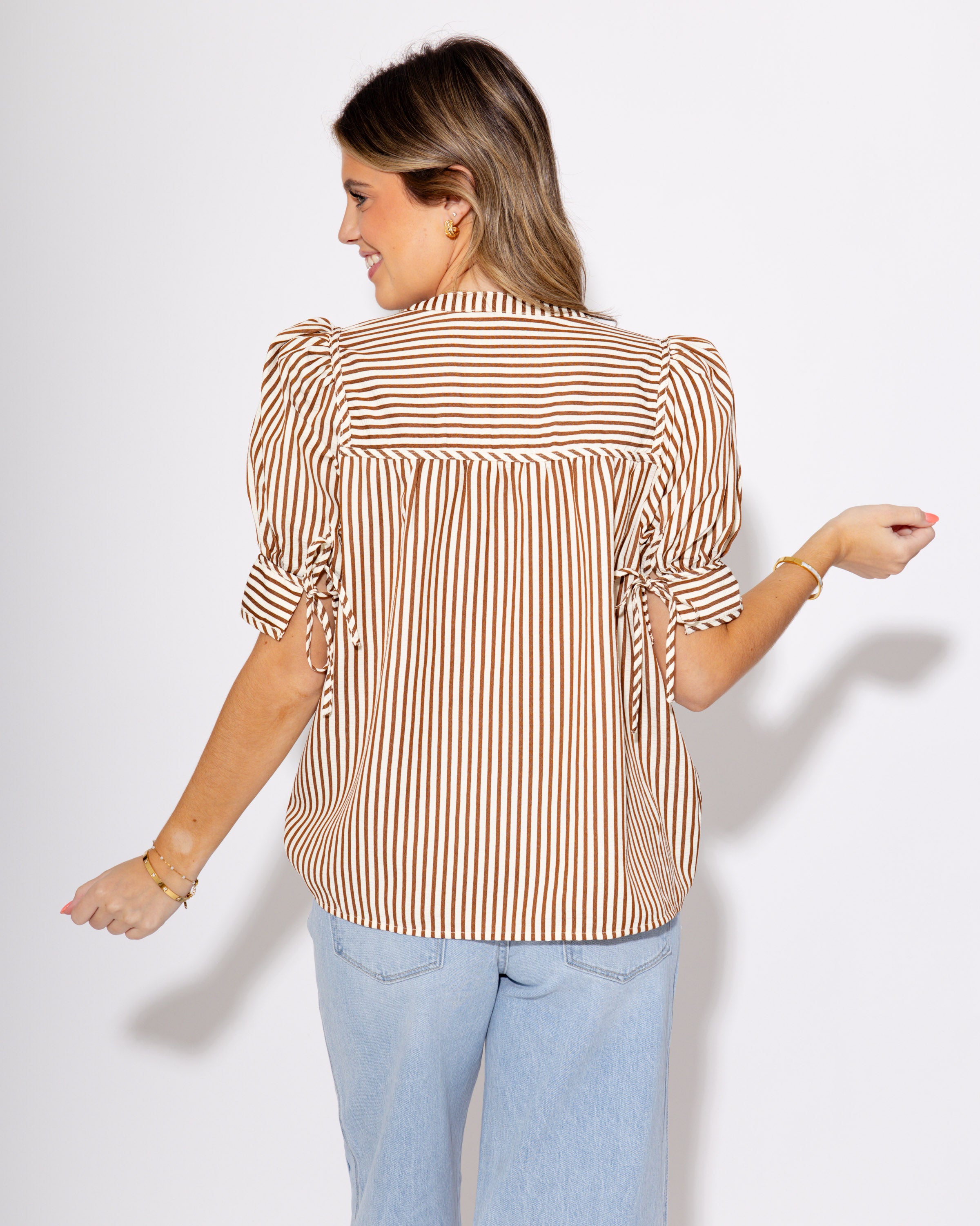 Stripes & Structure Top in Brown