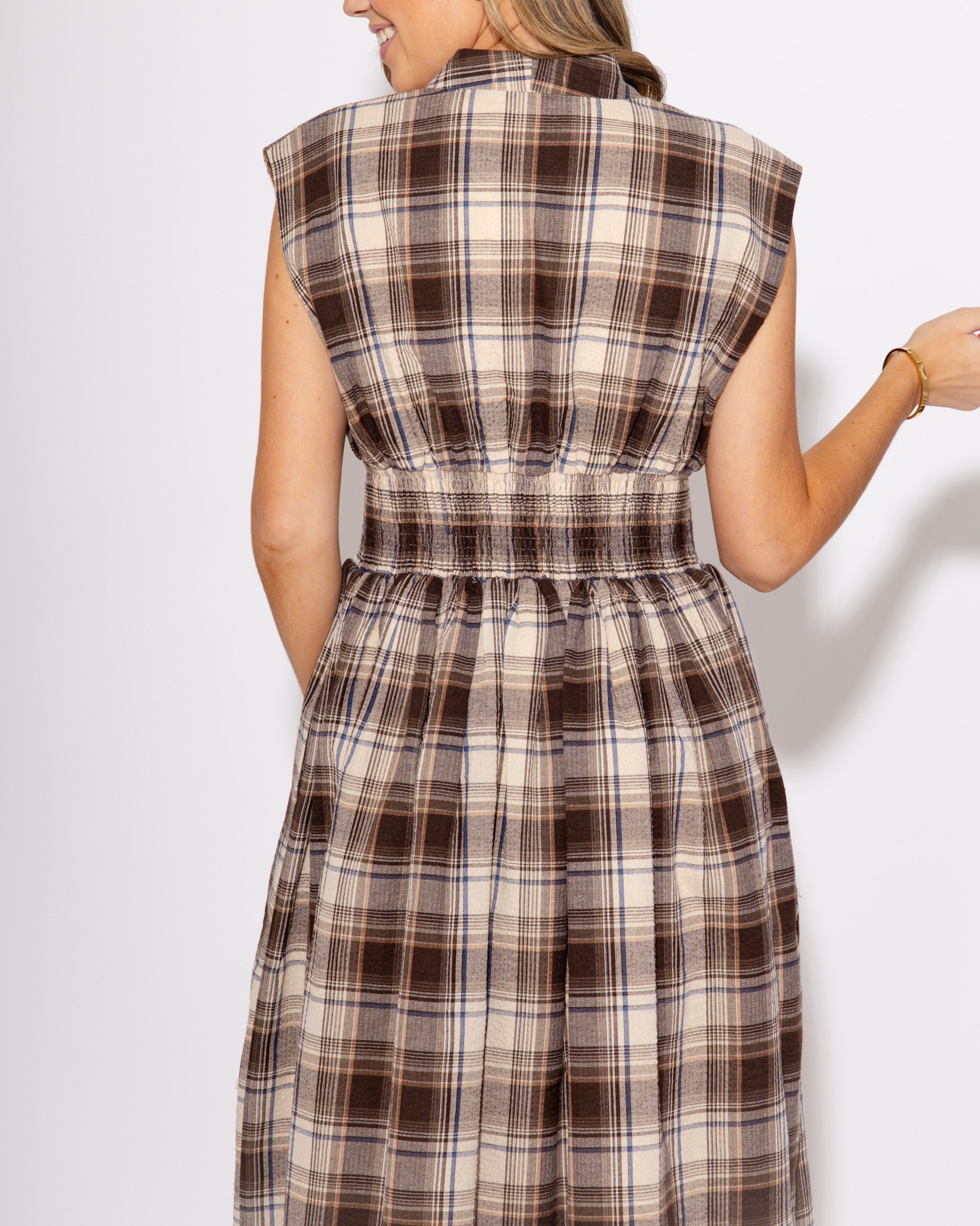 Poised in Plaid Midi Dress
