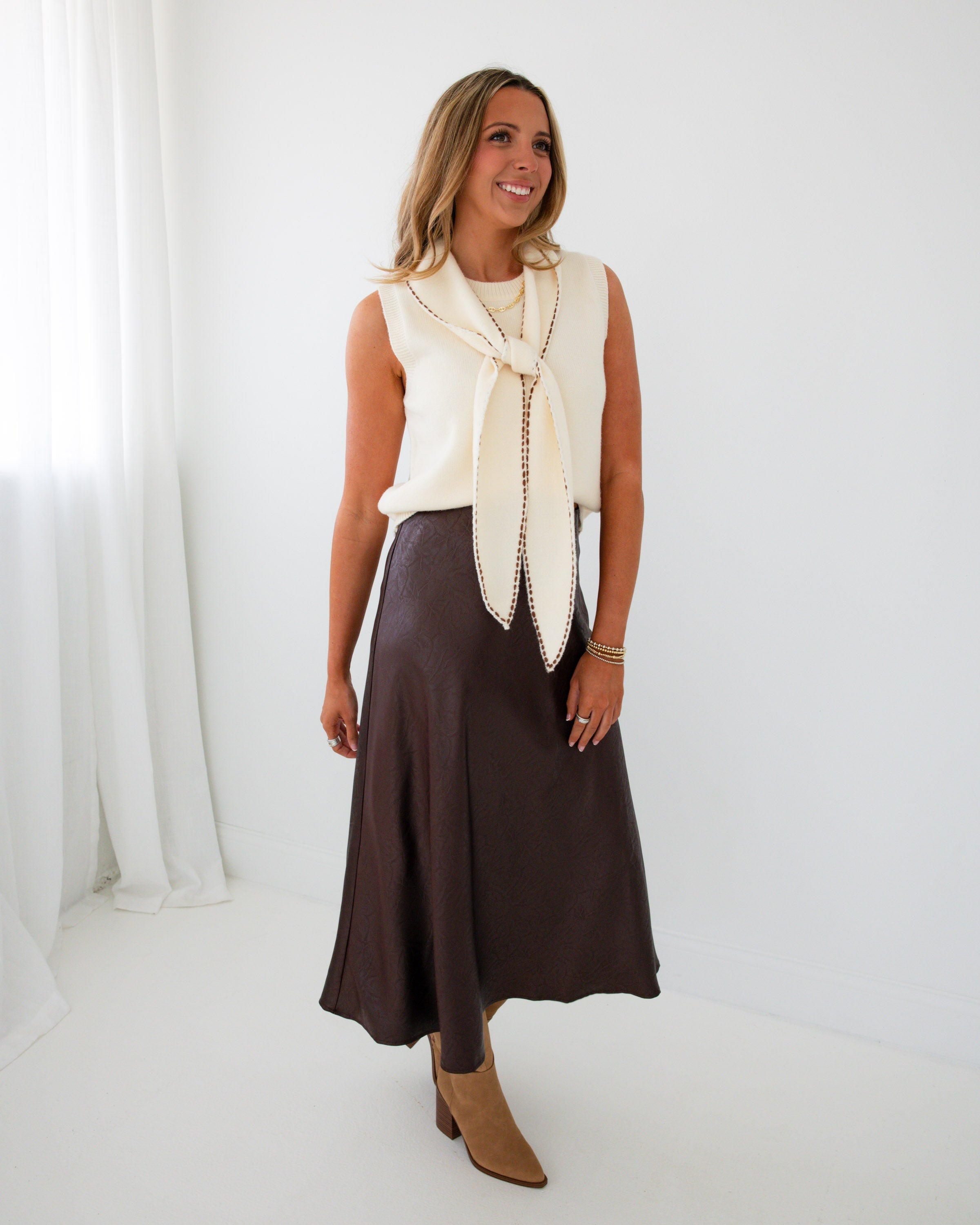 Dark Brown Leopard Maxi Skirt