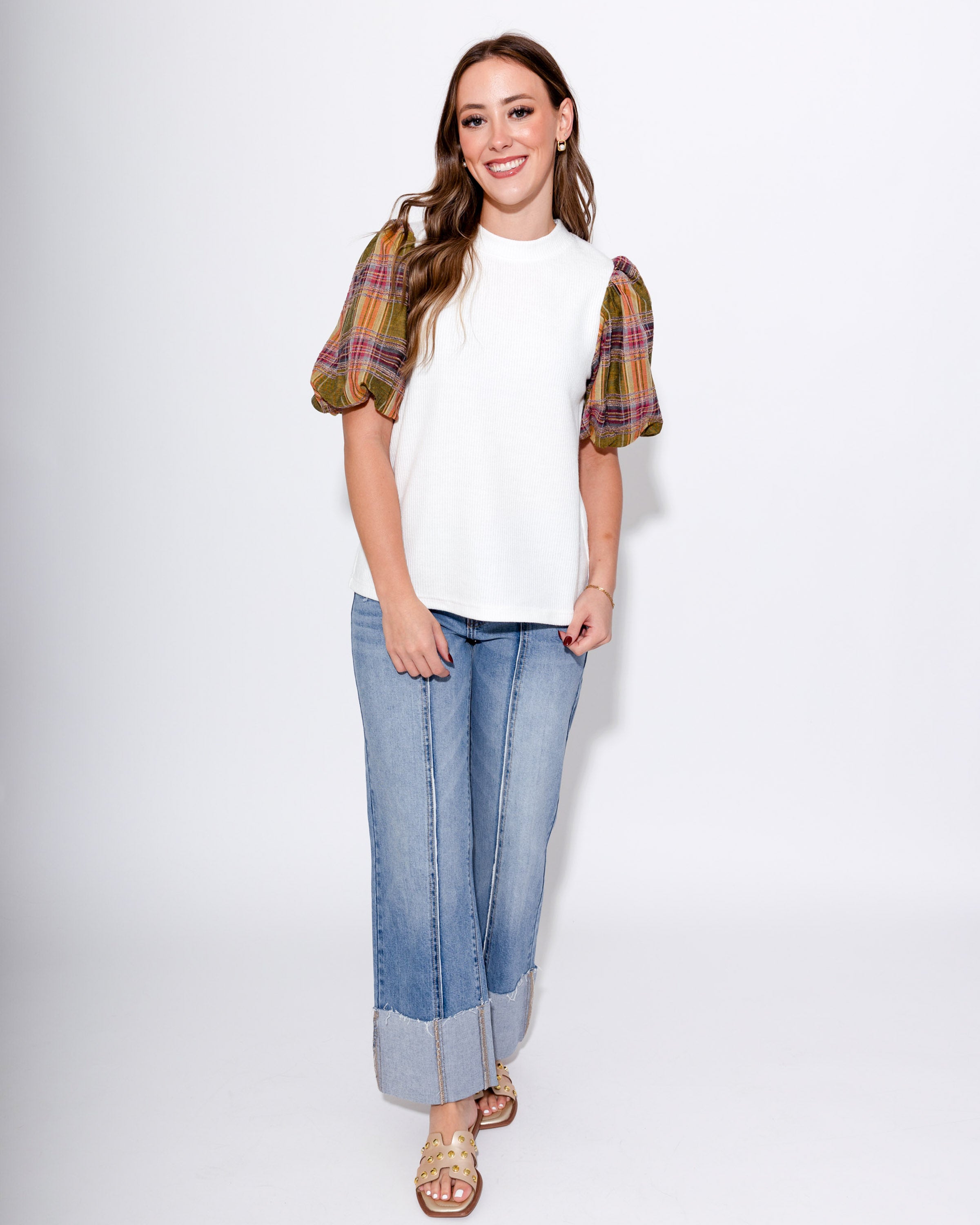 Plaid Perfection Puff Sleeve Top