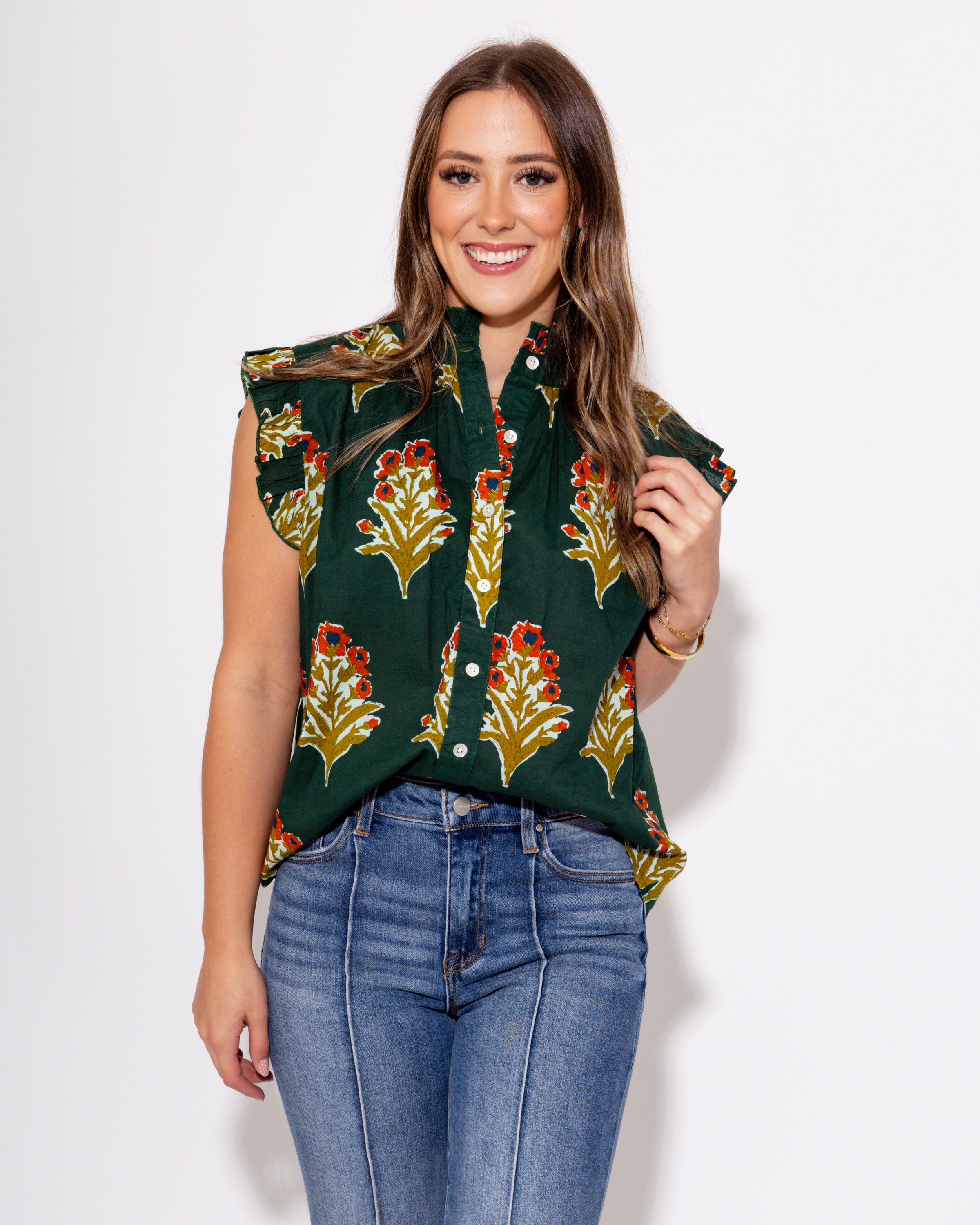 Floral Grove Flutter Top